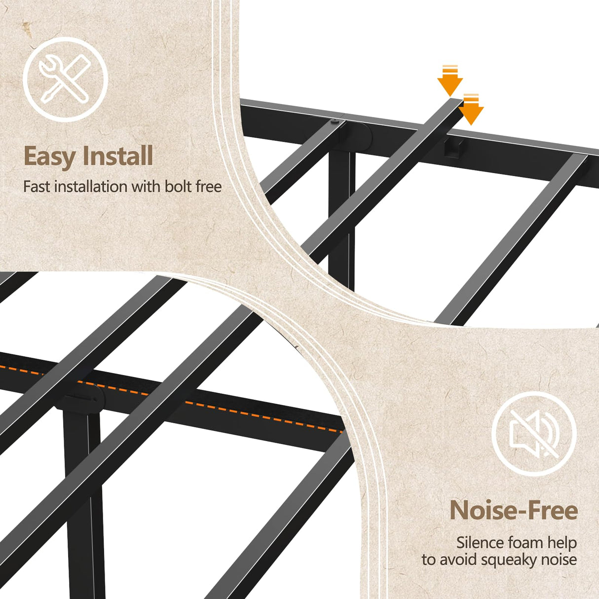 Furnulem Queen Bed Frame with Headboard & 2 Fabric Drawers, Bed Frame Queen Size Featuring LED Lights, Built-in Charging Station & Storage Shelves, Metal Slats, No Box Spring Needed – Black Oak Furnulem