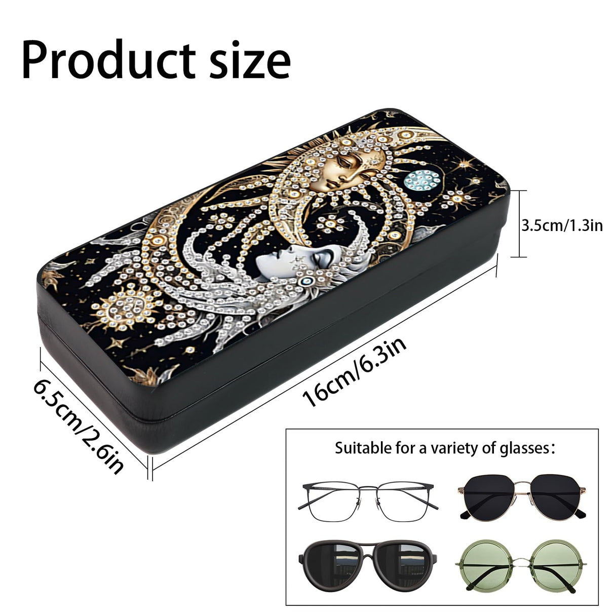 MVVMTOP Diamond Painting Eye Glass Case, DIY Moon Diamond Art Glasses Storage Box Sunglass Case for Adults Handmade for Art Craft Gift Travel Sunglass Eyeglasses MVVMTOP