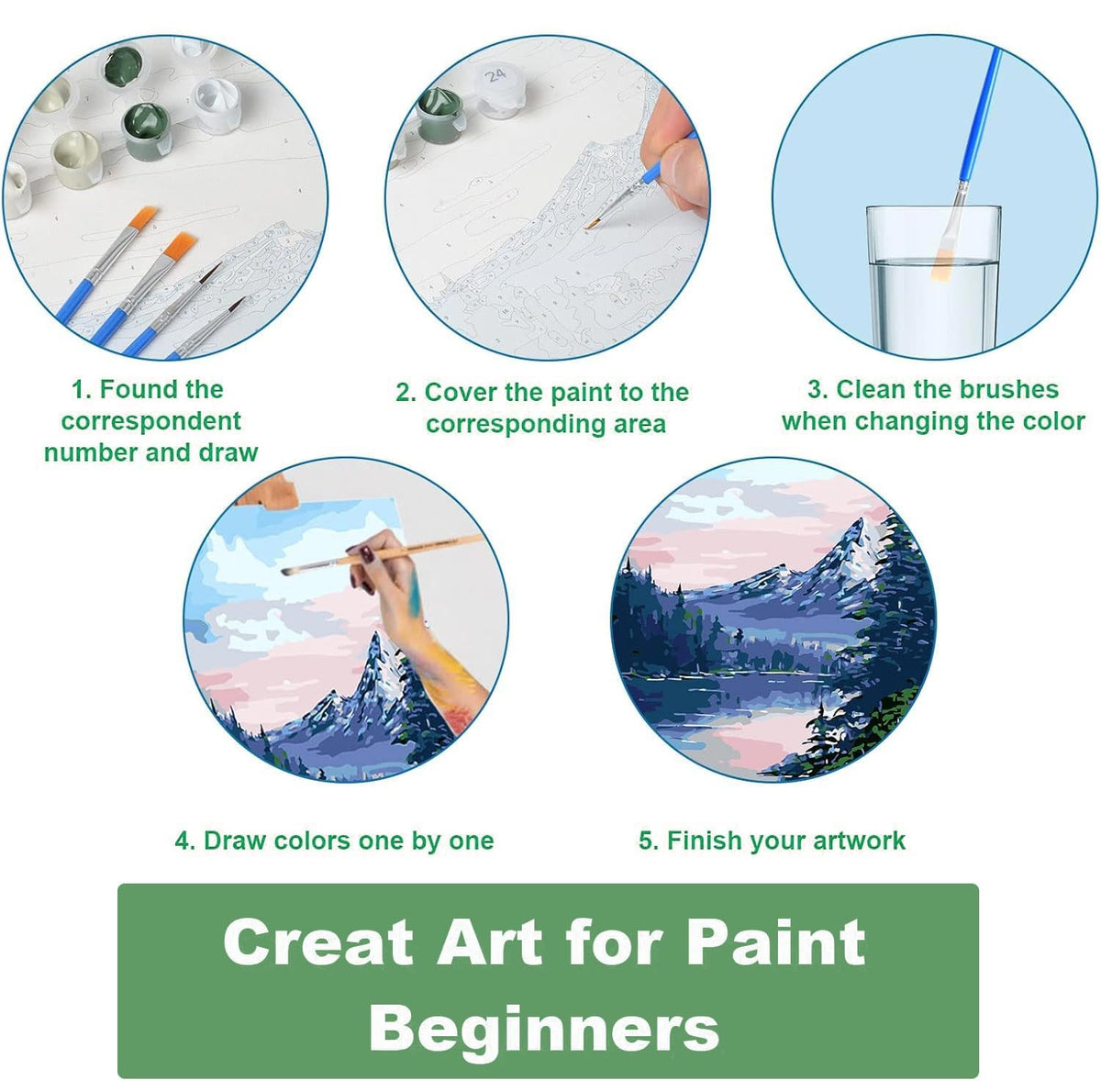 WUDWL Paint by Numbers Kit for Adults Framed Canvas, 3 Pack with Wooden Easel,Paint by Numbers for Kids Ages 8-12, Sun and Moon DIY Acrylic Landscape Oil Painting Arts Crafts, 9.45x11.8inch WUDWL