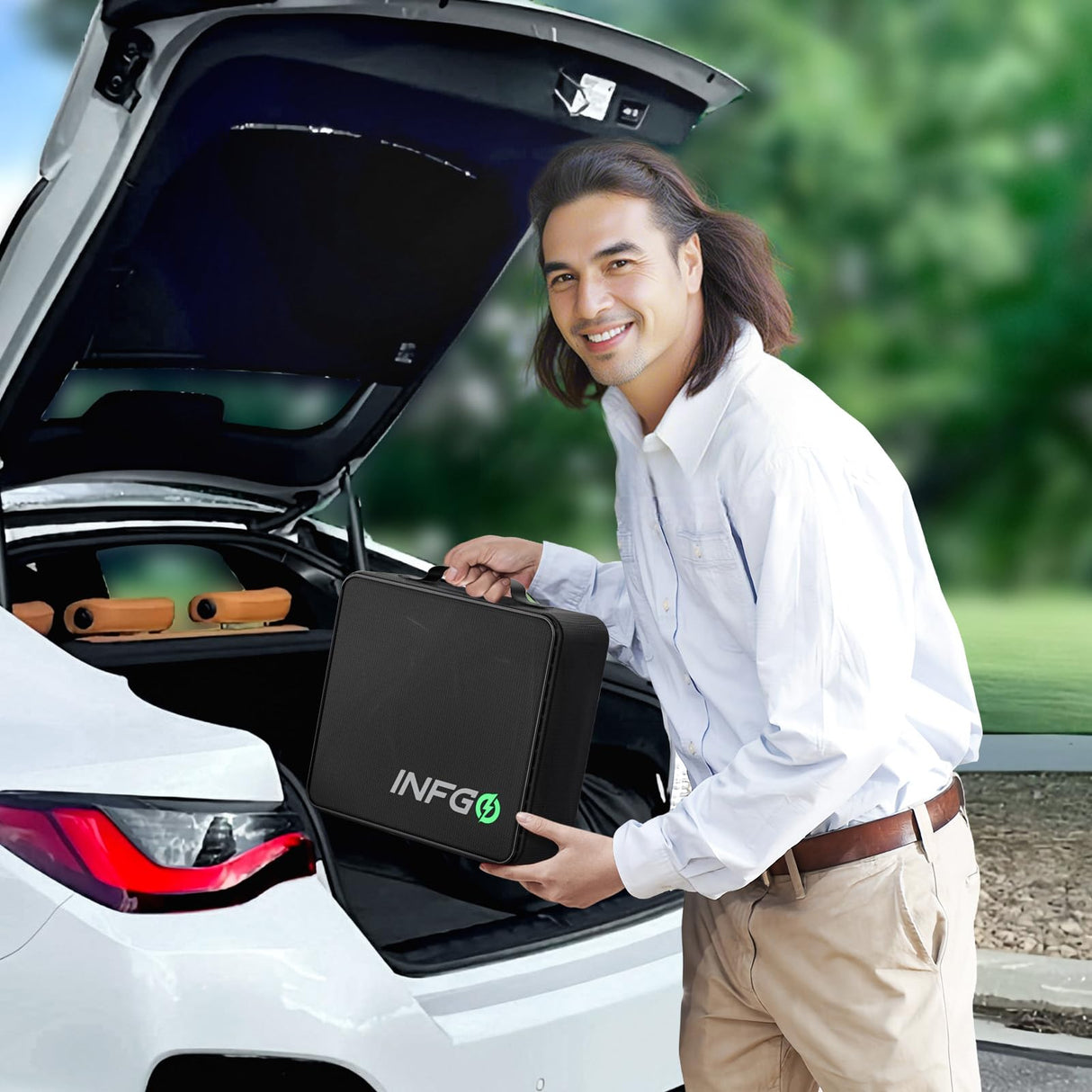 INFGO Level 2 EV Charger, 40 Amp, Portable EV Charger for Home, J1772, 25ft Cable, 240V, Charging Stations with LED Display and Breath Ring Indicator, NEMA14-50 Plug INFGO