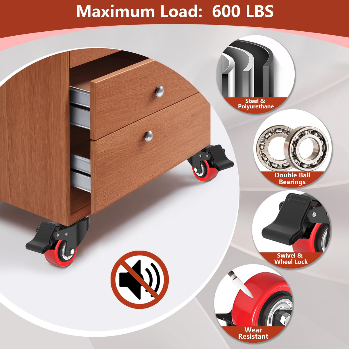 2 Inch Caster Wheels 600lbs Heavy Duty, Casters Set of 4 with Brake,Locking Industrial Swivel Top Plate Casters Wheels for Furniture and Workbench Cart(Two Hardware Kits Include) Chaxtr