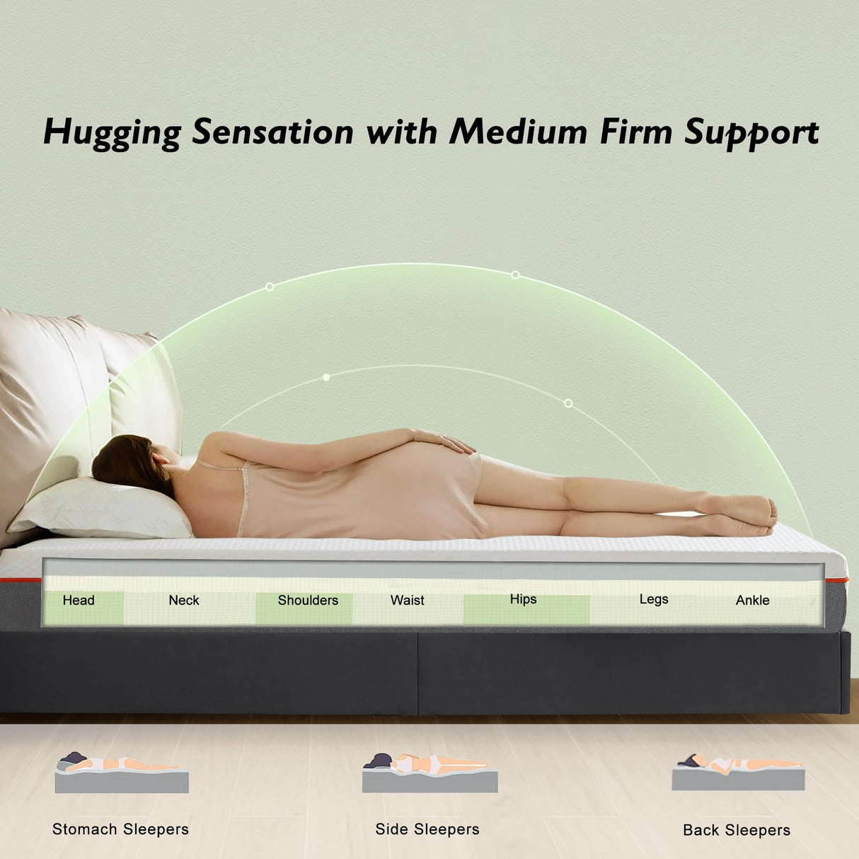 VECELO Charcoal Infused Memory Foam Queen Mattress 8 Inch, Medium Firm Queen Size Bed Mattress with Washable Cover for Queen Bed Frame, Pressure Relieve, Fresh Cooling Comfort VECELO