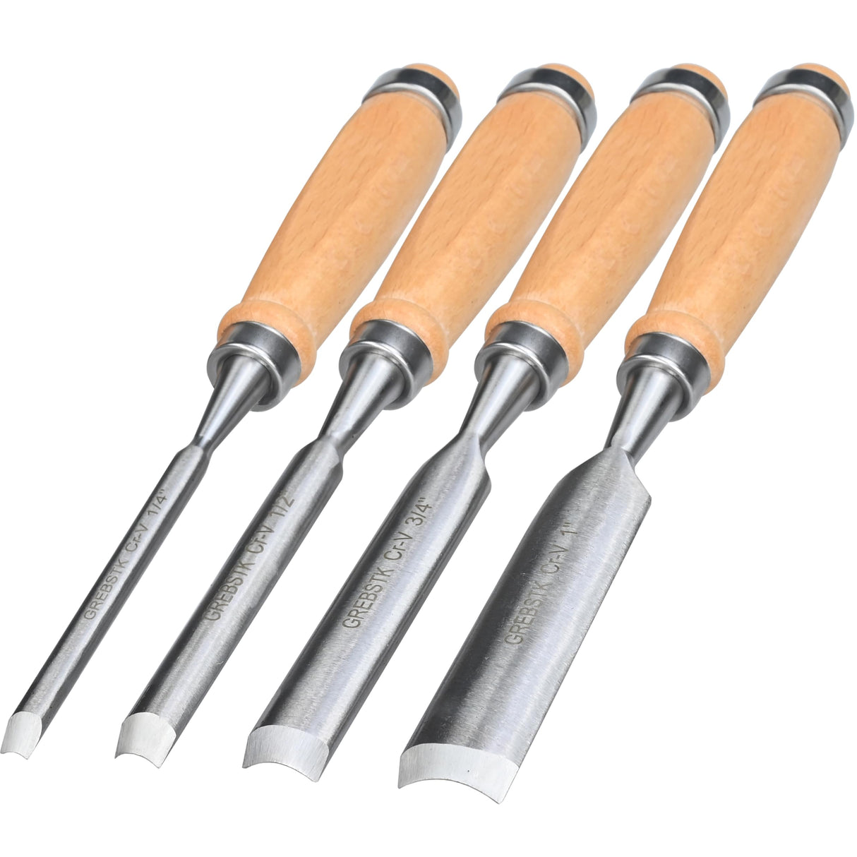 GREBSTK 4pcs Semicircle Chisel Set Carpenter Gouge Chrome Vanadium Steel Semi-Circular Cr-V Woodworking Carving Chisel GREBSTK