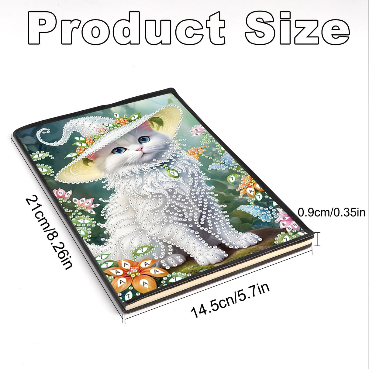 JZHYOAN Diamond Art Blank Note Book 5D Diamond Painting Notebook Kits for Adult DIY Cat Special Shape Art Dairy Travel Drawing Message Journal Sketchbook Mosaic Kit for Office Work JZHYOAN