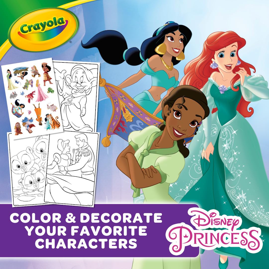 Crayola Disney Princess Coloring Book with Stickers, Gift for Kids, 288 Pages, Ages 3, 4, 5, 6 Crayola