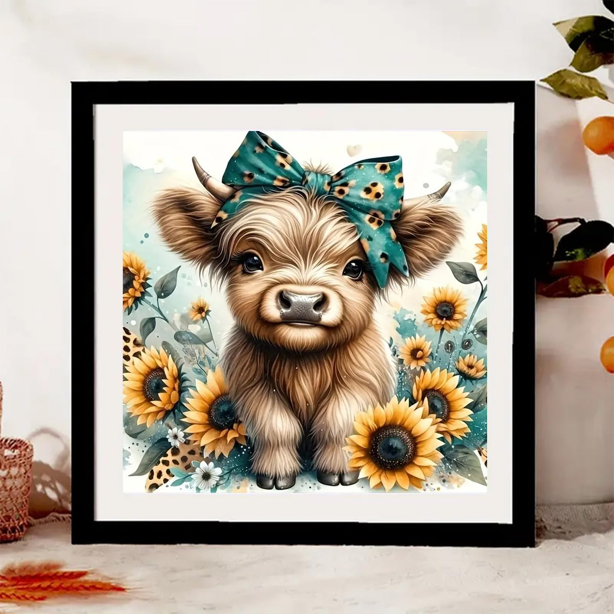 Diamond Art Painting Kits for Adults, Cow 5D Diamond Painting Dots Art Kits for Adults Beginner, DIY Highland Cow Full Round Gem Crystal Art Paint by Diamond, Home Wall Decor 12 x 12 in BYGFHLYW