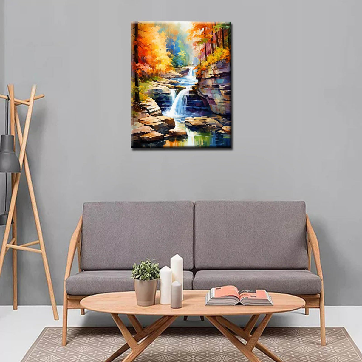 Tucocoo Sandstone Paint by Numbers Kits 16x20 inch Canvas DIY Oil Painting for Adults with Brushes and Acrylic Pigment, New River Falls National Park Landscape Pictures for Home Decor (Without Frame) Tucocoo