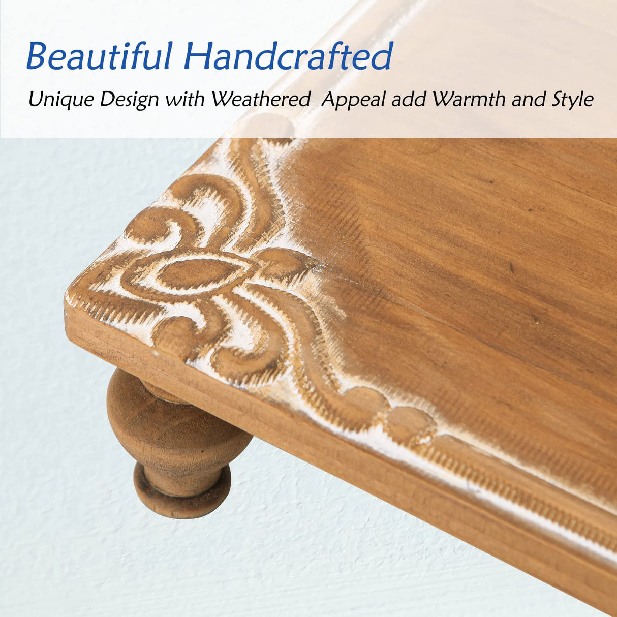 NIKKY HOME Farmhouse Risers Display Stands, Rustic Wood Pedestal Decorative Tray, Centerpiece Decor for Coffee Bar Table, Kitchen Counter, Dining Room NIKKY HOME