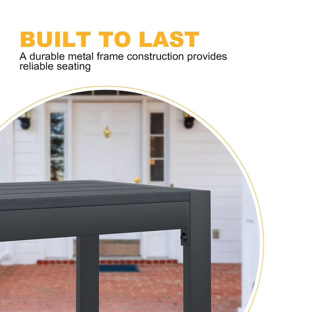 VICLLAX 3-Person Outdoor Bench 53" Long Garden Bench Metal Frame Backless Porch Patio Bench, Black VICLLAX