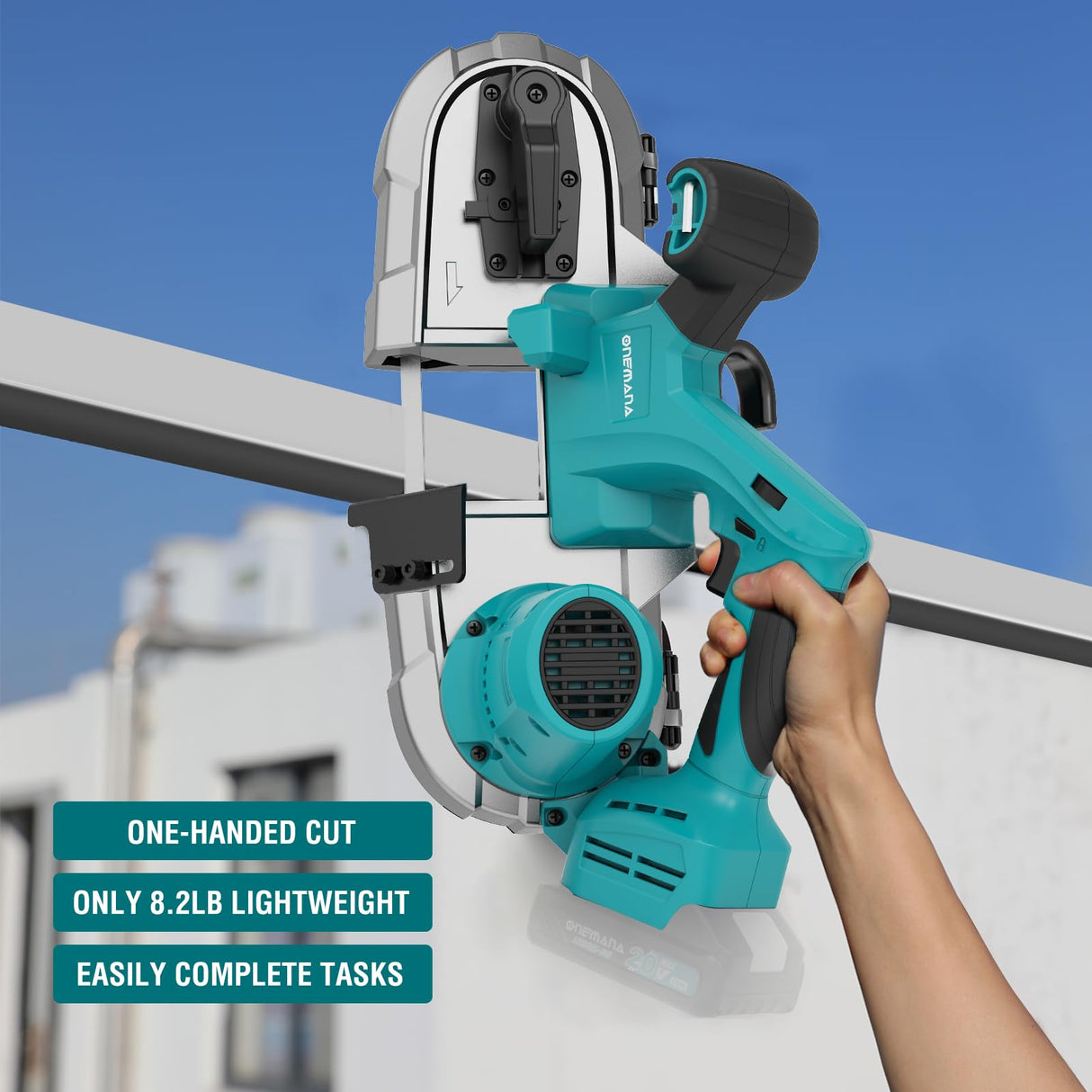 Cordless Bandsaw, ONEMANA 20V Brushless Power Band Saw, 2.5" Deep Cut Metal Bandsaws, 6 Speeds Portable Bandsaw for Cutting Metal, Pipe, Conduit (Tools Only) ONEMANA
