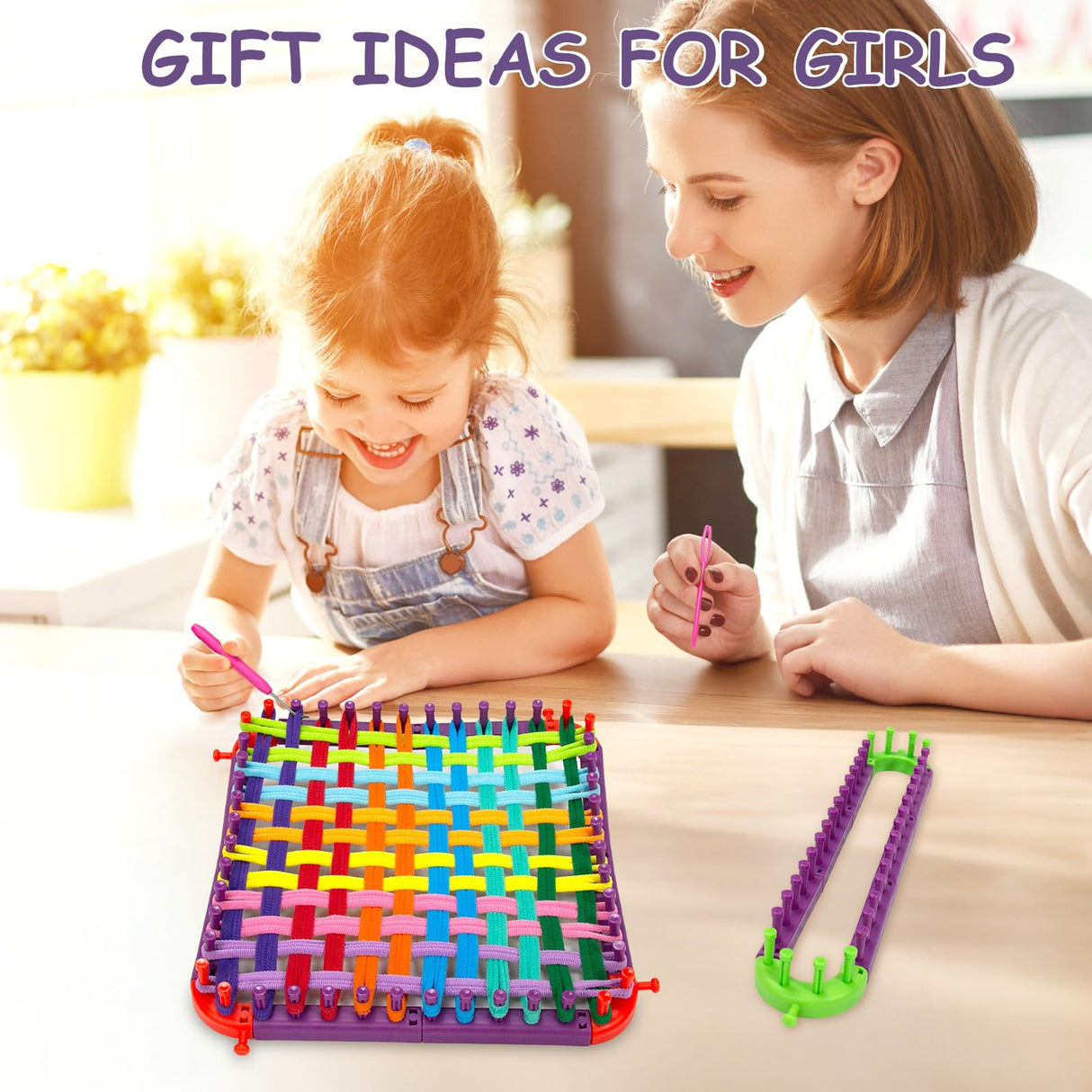 Tldcdte Weaving Loom for Kids and Adults,Potholder Loom Kit with 240 Colorful Loops,2-in-1 Weaving Loom Kit Toys for Kids with Transparent Bow Tote Box,Ideal Gifts for Girls Ages 5 6 7 8-12 13 Tldcdte