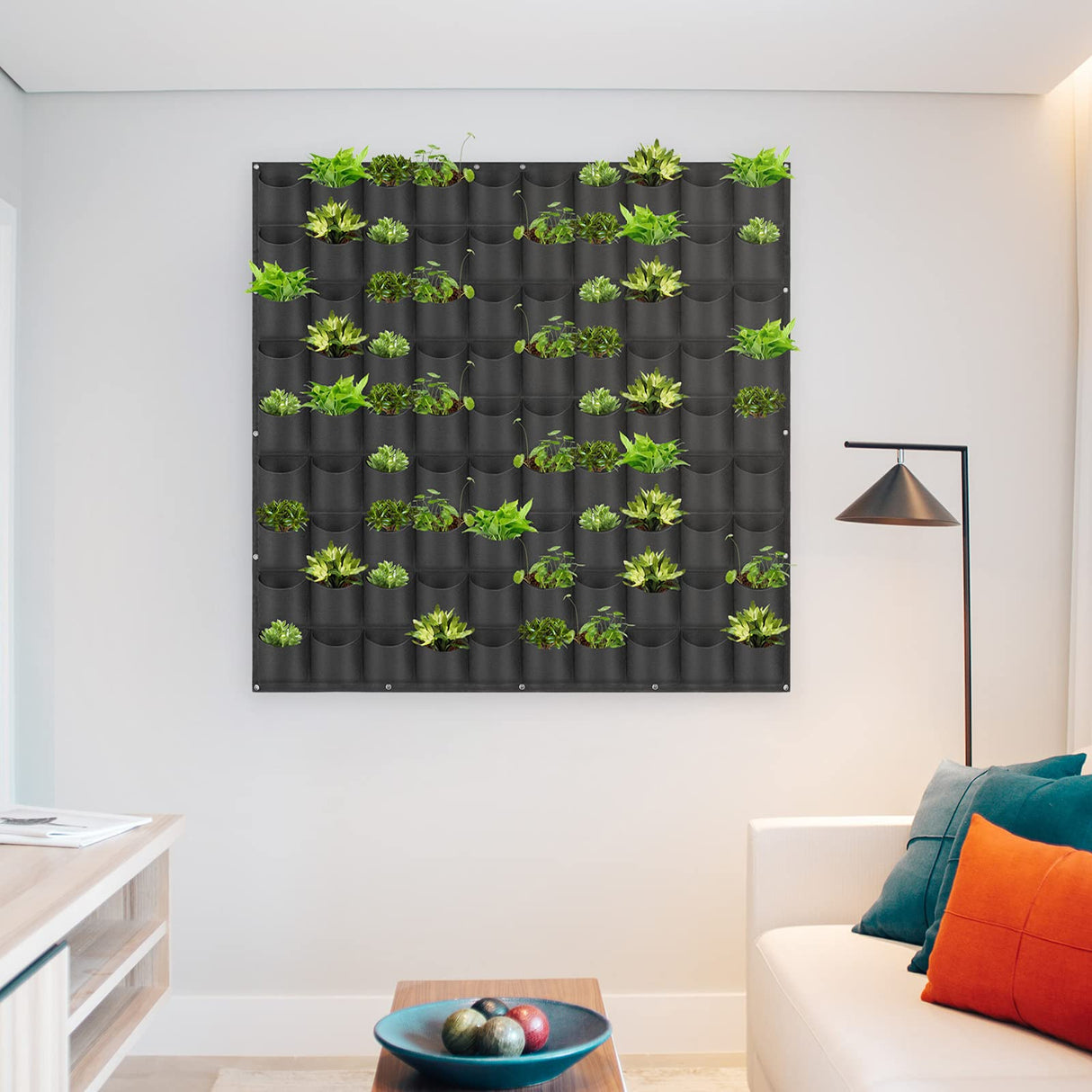 Hanging Planting Grow Bags, 90 Pockets Wall Planter Wall Mounted Grow Bag Outdoor Indoor Gardening Vertical Greening Flower Container, Planting Bags Storage Bags(1.1 m × 1.1 m, Black) LITLANDSTAR