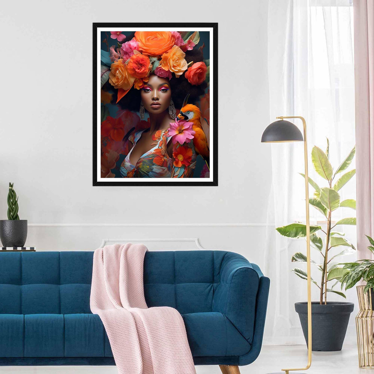 SKRYUIE 5D African Woman Diamond Painting Kits - DIY Diamond Art Kits for Adults African American, Full Round Drill - Crystal Cross Stitch - Adults Craft for Wall & Office Decor - 12x16 inch SKRYUIE