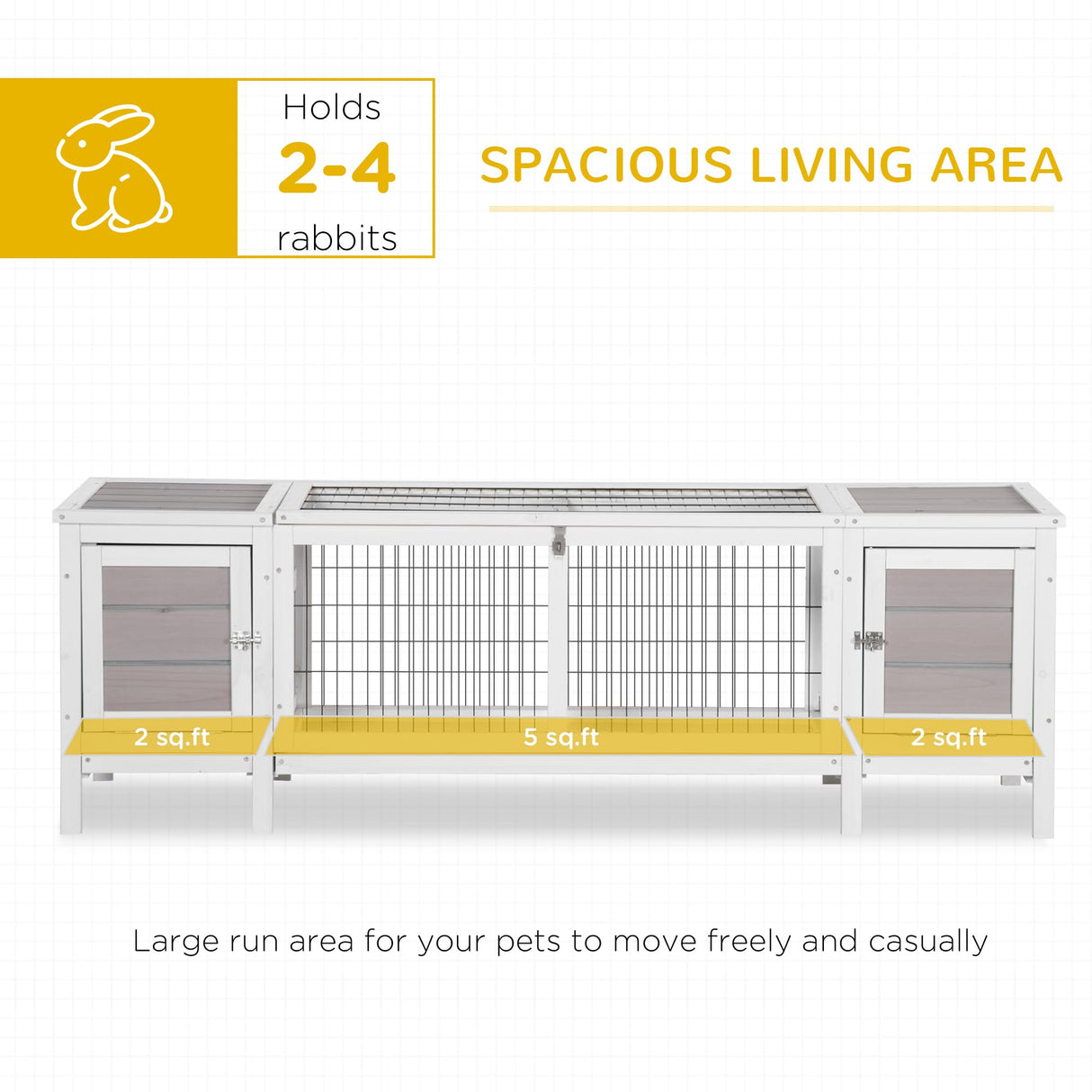 PawHut Rabbit Hutch, Bunny Cage, Guinea Pig House with Pull-Out Tray, and Divided Board for Indoor, White PawHut