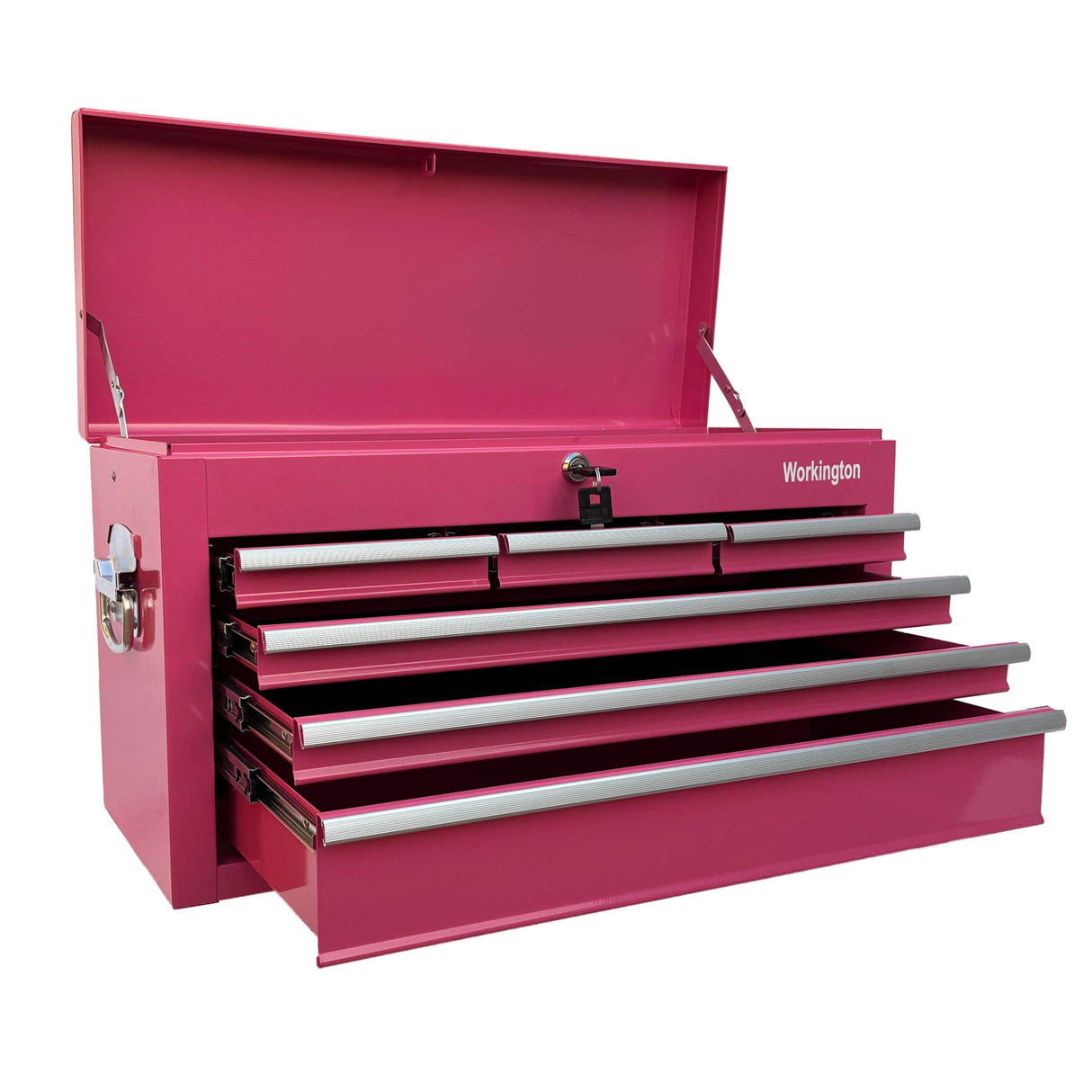Workington Portable Metal Tool Chest with 6 Drawers, 24" 6-Drawer Tool Chest Cabinet with Ball Bearing Drawer Slides, Steel Tool Storage Box Organizer 4005 Pink Workington