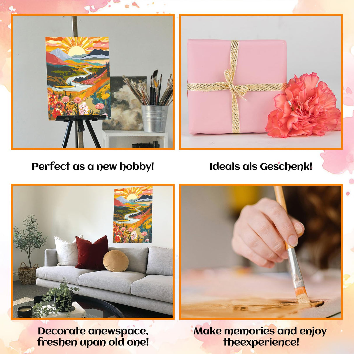 NPCSWXQ Paint by Numbers Kit for Adults Beginners, Sunrise Mountains and Rivers Landscape Painting Crafts Number Art Paint Kits for Home Wall Bedroom Study or Office Decor Gift 16x20Inch NPCSWXQ