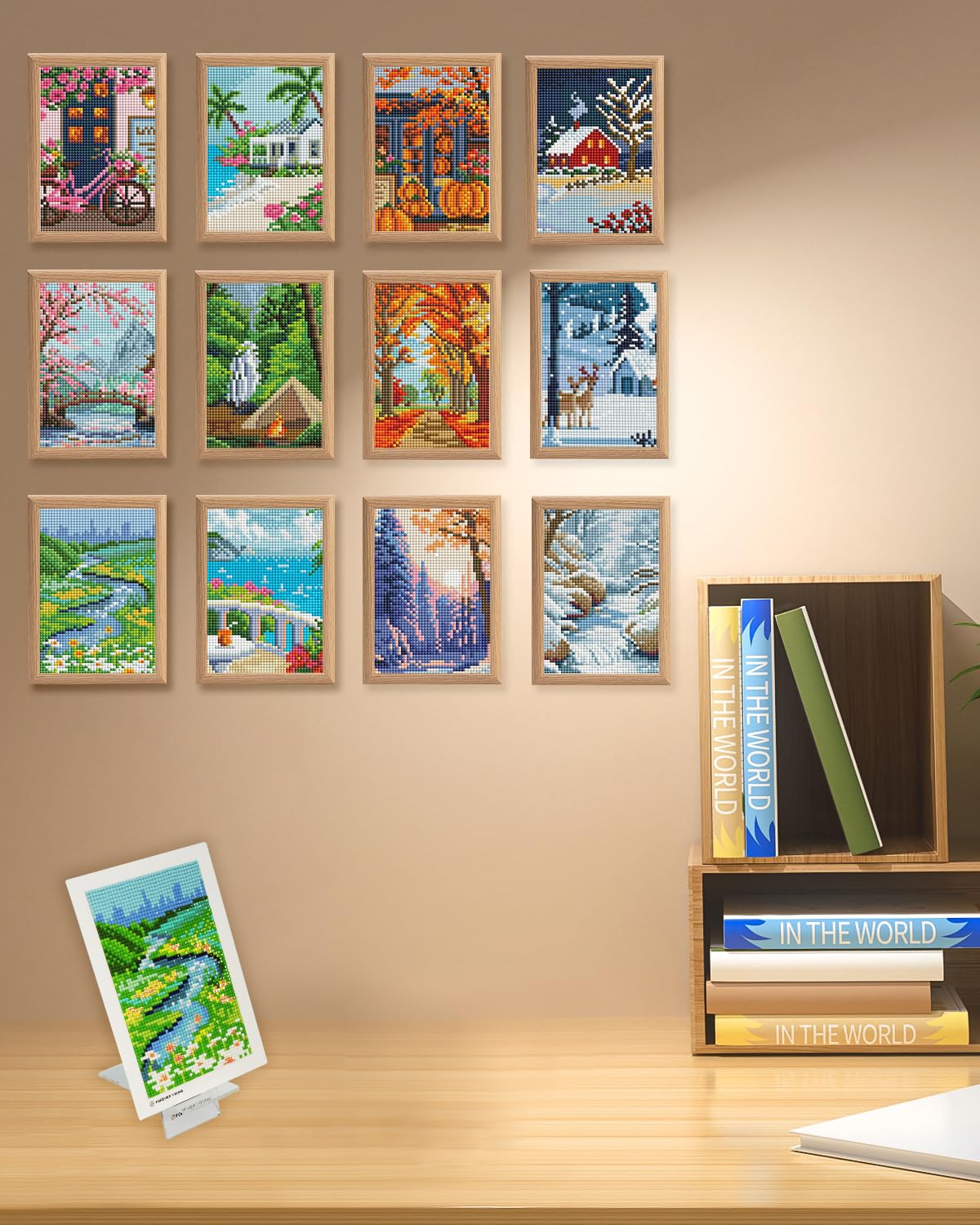 Foreveryoung Minigem Small Diamond Art Kits for Beginners, 12Pcs Square Drill Diamond Painting Kits for Adults 3-Hour Painting, Postcard-Style Mini Diamond Art Kits for Adults 5x7 Inch (Twelve Months) forever young