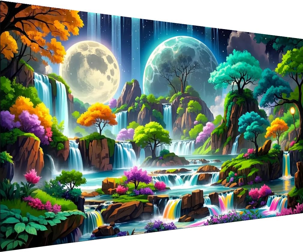 mjcakrn Landscape Diamond Painting Kits for Adults, Diamond Art Kits for Beginners 5D Full Drill Abstract Diamond Art Painting Kits Crystal Gem Art DIY Crafts Kits for Home Wall Decor 28x16inch mjcakrn