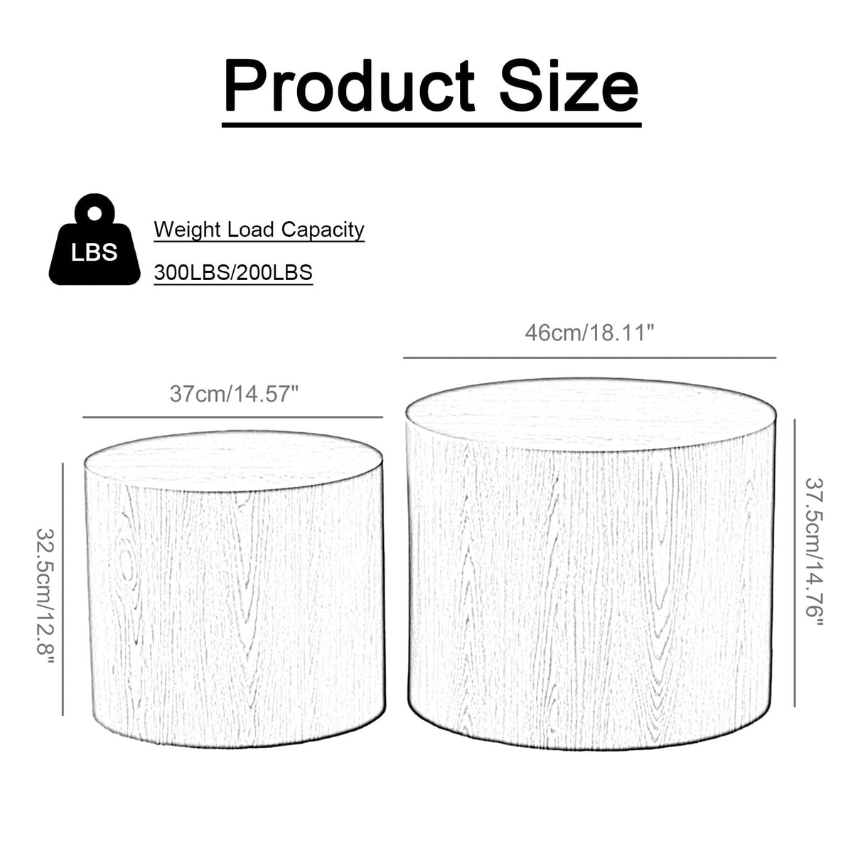 YYZIWYUN Nesting Coffee Table Set of 2 Modern Drum Coffee Table Handcraft Fluted Coffee Table End Table Round Wood Coffee Table for Living Room Small Space, No Need Assembly,Light Wood YYZIWYUN