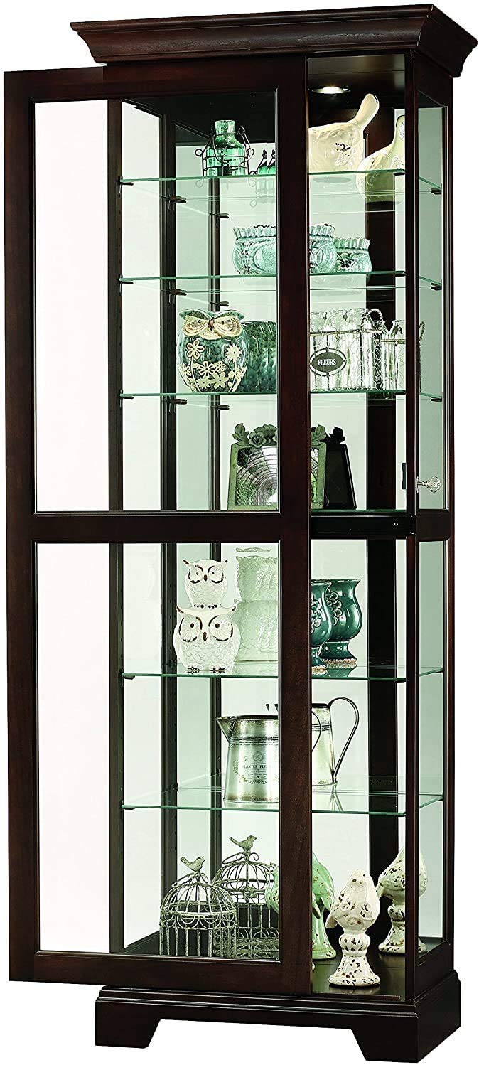 Howard Miller Martindale II Curio Cabinet II - Locking Slide Door, Metal Shelf Clips with Illuminated Espresso Finish Cabinets for Collectibles, Trophies, Home Decor, Living Room Or Dining Area Howard Miller
