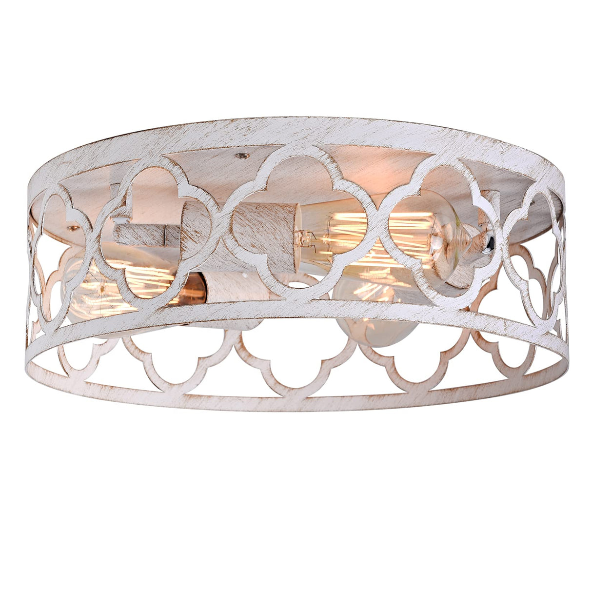 Bargeni Flush Mount Ceiling Light,13-inch Ceiling Light Fixture,3-Light Kitchen Light Fixtures,Rustic Antique White Finish,Farmhouse Light Fixtures for Bedroom,Living Room,Kitchen,Hallway and Foyer Bargeni