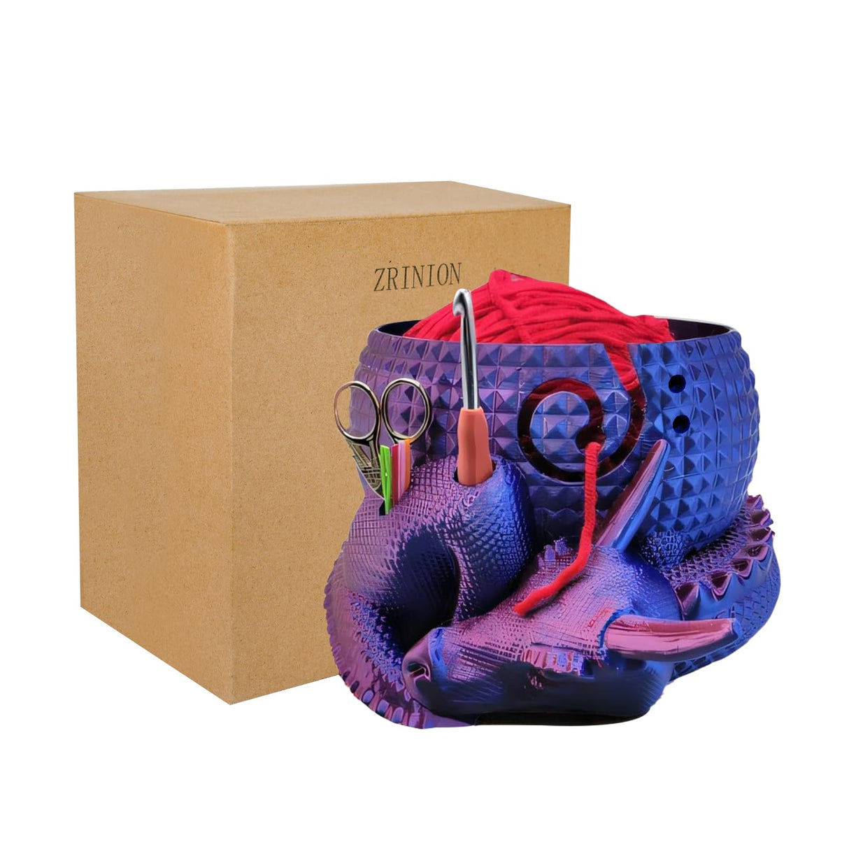 ZRINION Fantasy Dragon and Egg Large Yarn Bowl for Crocheting, Knitting, Perfect Gifts, 8.66" x 7.09" x 4.92" ZRINION