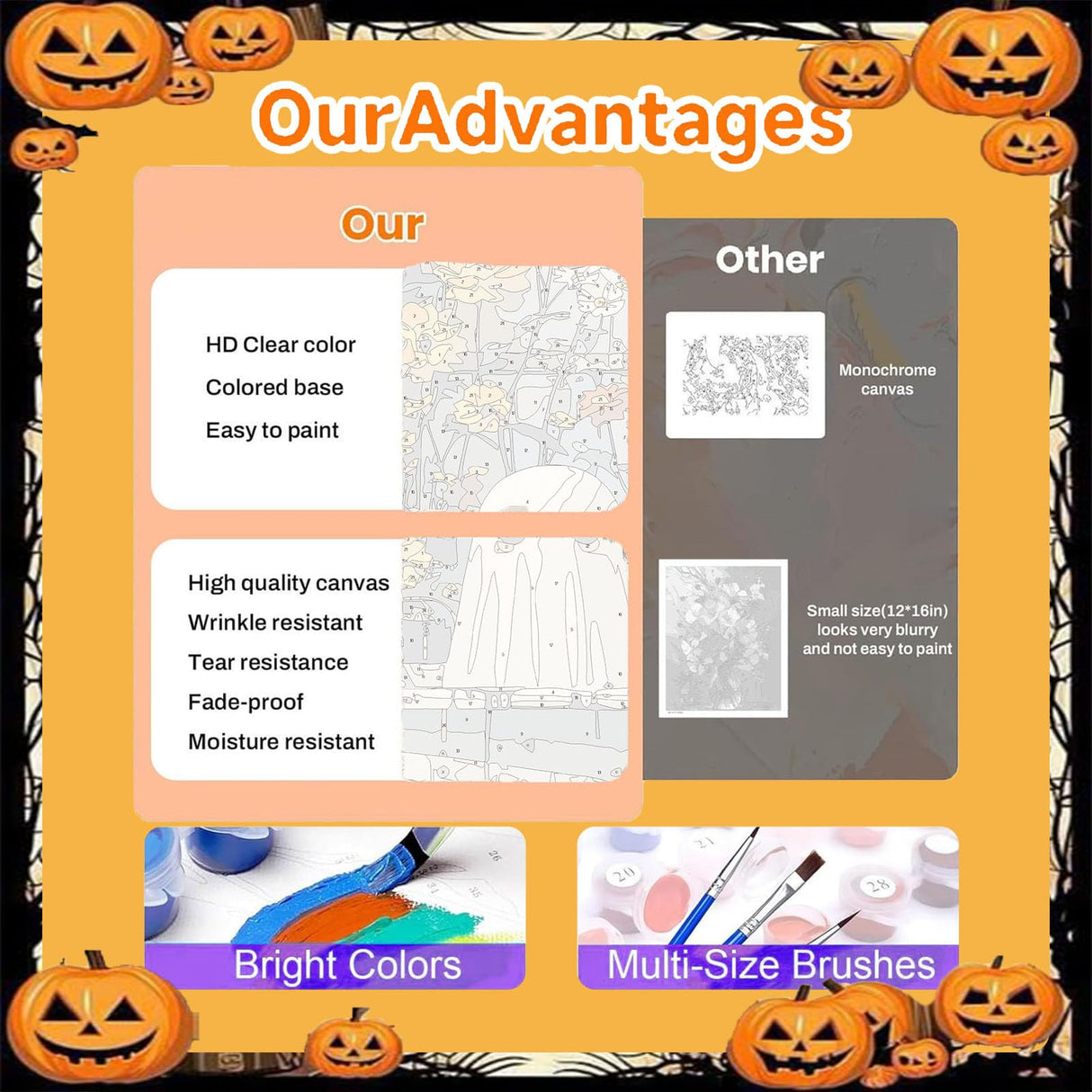 cviokrdu Halloween Paint by Numbers Kit for Adults - Ghost Adult Paint by Number Kits Without Frame, DIY Ghost Oil Painting for Gift Home Wall Decor (16x20inch) cviokrdu