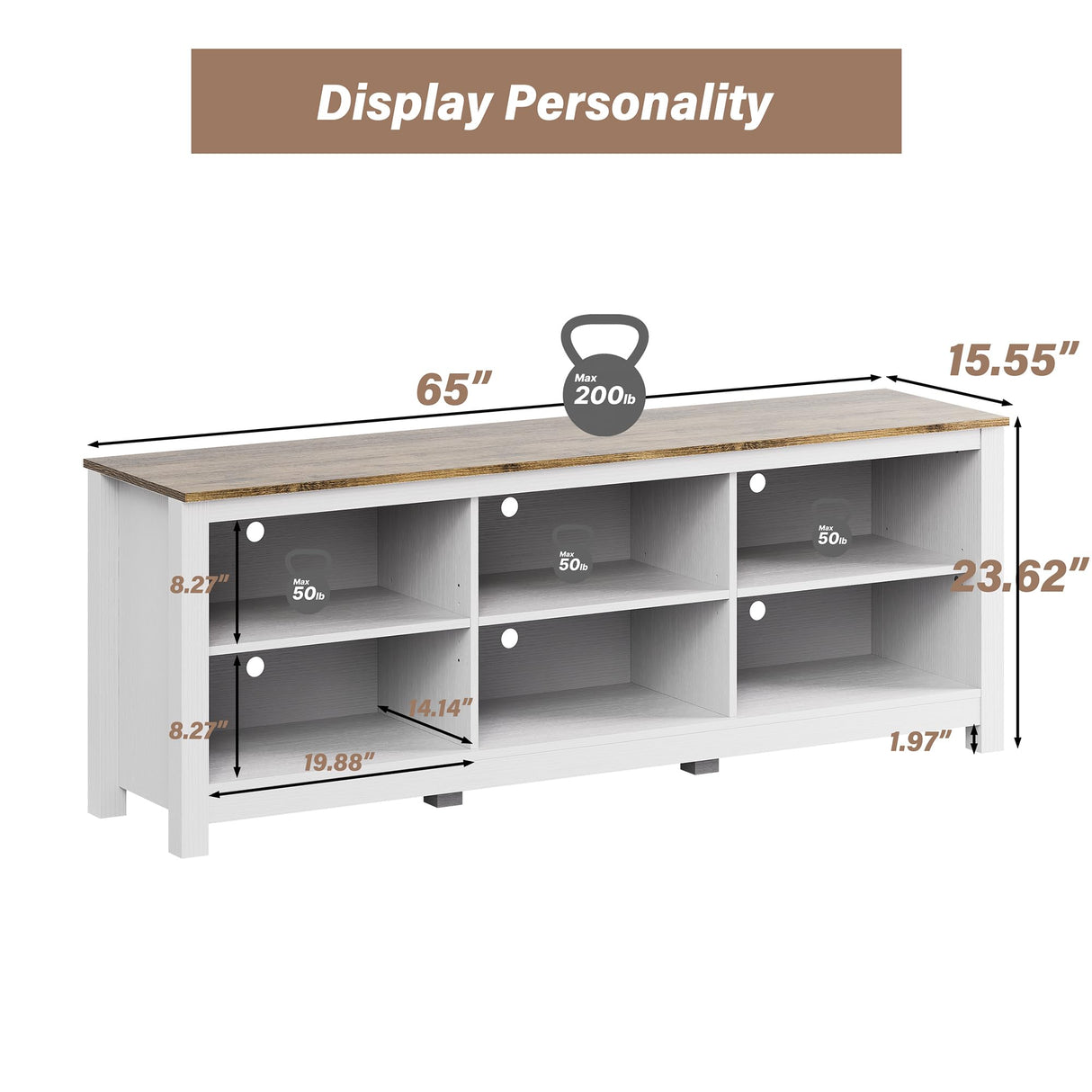 BVIUNTWO White TV Stand for TVs up to 75 Inch,Entertainment Center for 65+ inch TV Console Table with 6 Storage Cubby, Classic Television Stands for Living Room Bedroom, 70 Inch BVIUNTWO