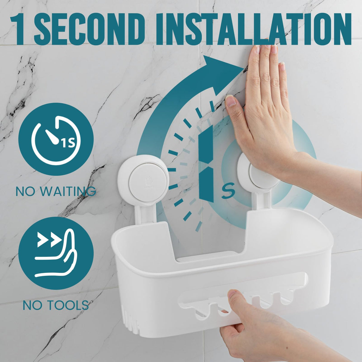 TAILI Shower Caddy Suction Cup 2 Pack, Heavy Duty Bathroom Organizer, Removable Shelves for Inside Shower, Shampoo, Waterproof Suction Plastic Storage for Bathroom Accessories Holder, White TAILI