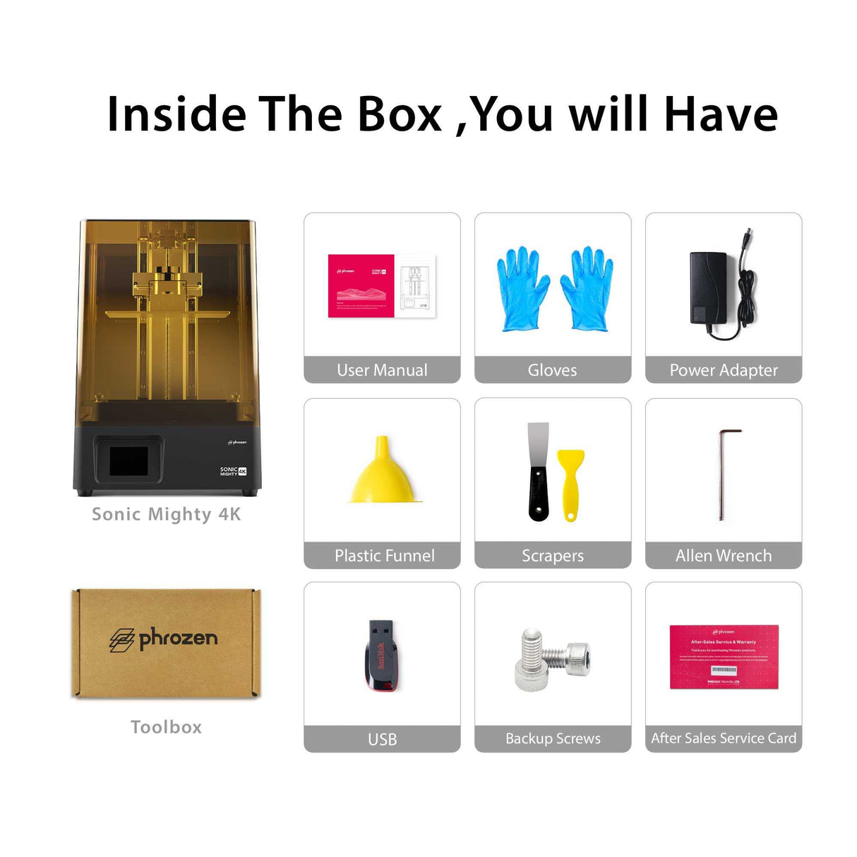 Phrozen Sonic Mighty 4K Large LCD Resin 3D Printer, L7.9 x W4.9 x H8.7 Printing Volume, 9.3" Mono LCD Screen & 22cm Z-axis, Matrix LED UV Light Tech, Large 3D Models, Miniatures,Tabletops phrozen