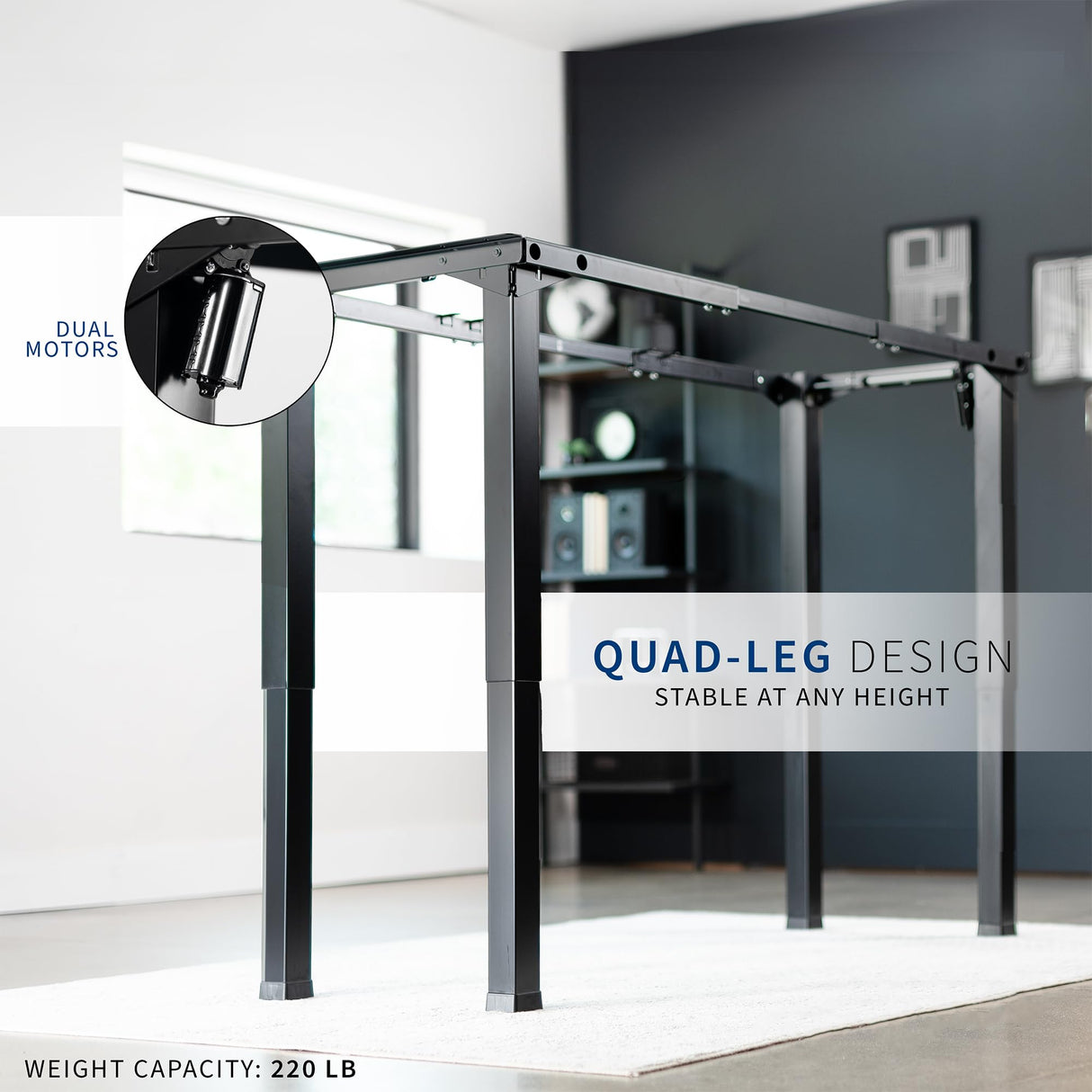 VIVO Electric Height Adjustable 71 x 30 inch Memory Stand Up Desk, Black Extra Deep Table Top, Black 4-Leg Dual Motor Frame, DESK-KIT-E4BB VIVO