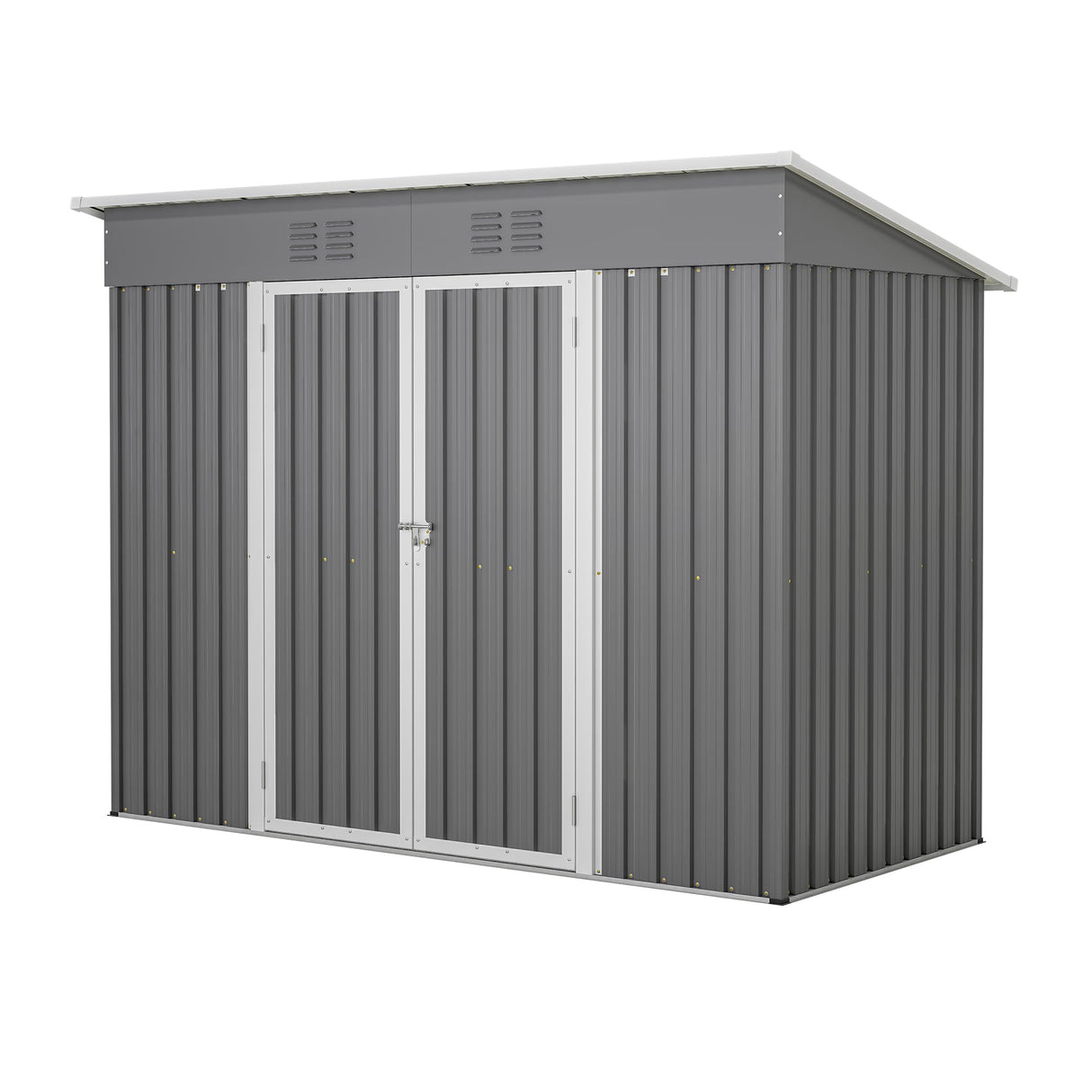 Jaxilyn 4'x8' Metal Shed Outdoor Storage Shed,Metal Steel Utility Tool Shed Storage House with Double Lockable Doors and Air Vent for Backyard Garden Patio Lawn Gray Jaxilyn