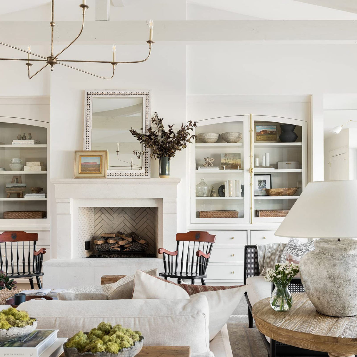 H HOMEWINS Rustic Rectangle Mirror, 22x30 Wooden Square Mirrors,Farmhouse Wall-Mounted White Beads Decor Mirror for Bedroom, Bathroom, Living Room,Vanity H HOMEWINS