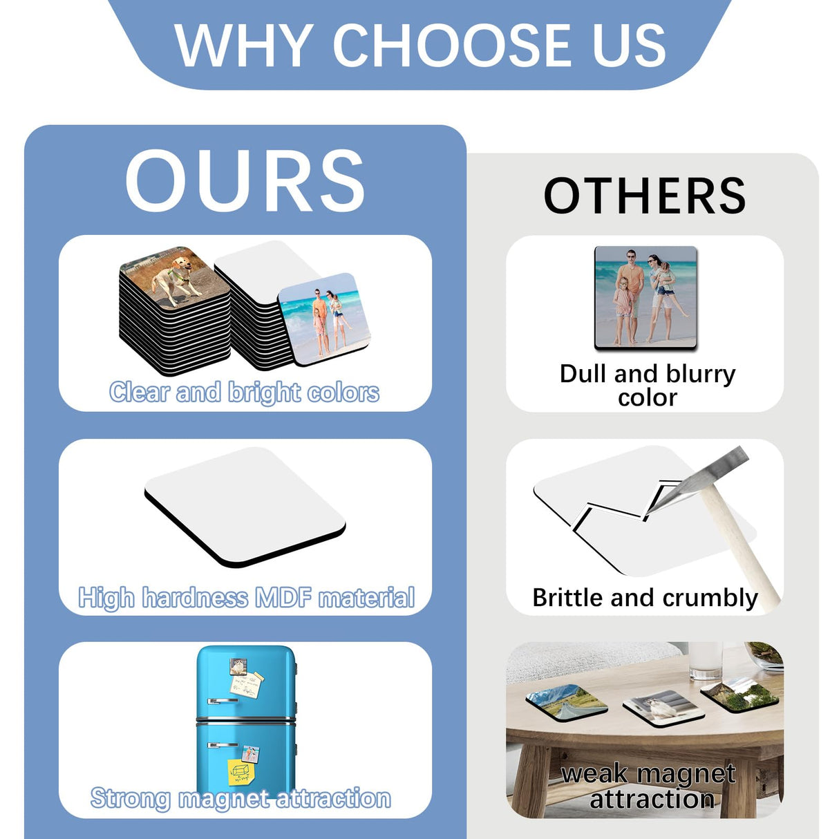 80PCS Sublimation Magnet Blanks 3x3 Bulk Square Produnts 40 Pcs Sublimation Blanks and 40Pcs Soft Magnetic for Kitchen Personalized Sublimation Refrigerator Fridge Magnets Blank Set for DIY Craft LaiHiulaan