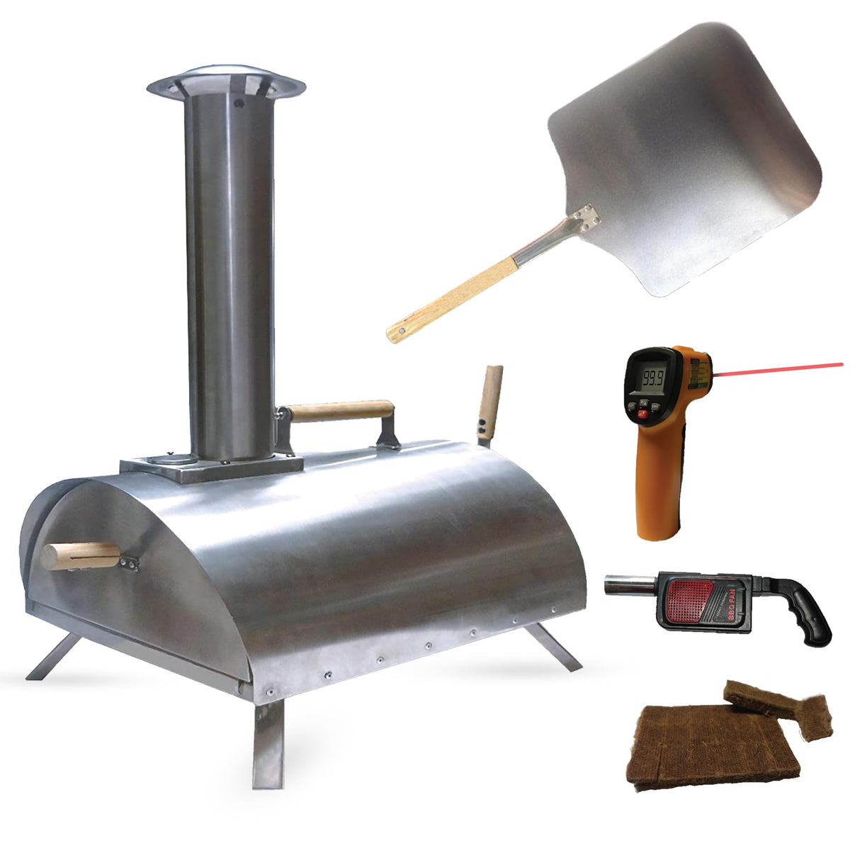 Outdoor Pellet Pizza Oven - Original Pellethead PoBoy Wood Fired Portable Oven with Pizza Peel, Blower, 13" Stone Accessories Kit Pellethead