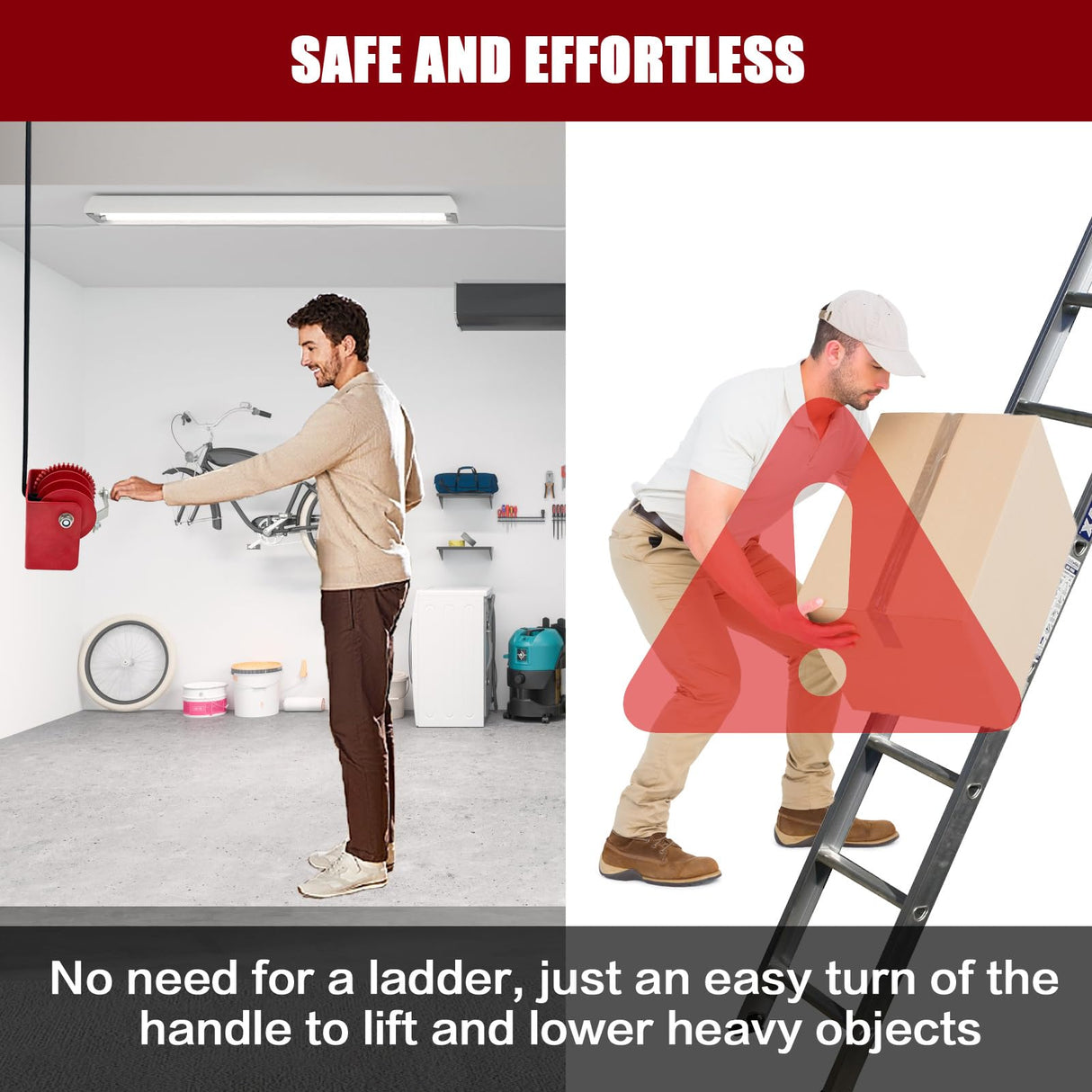 ReyetRentu Overhead Garage Storage Rack - Heavy-duty Lifting Garage Ceiling Storage Rack,Adjustable Organization System, 300lbs Weight, Easy Installation & Operation ReyetRentu