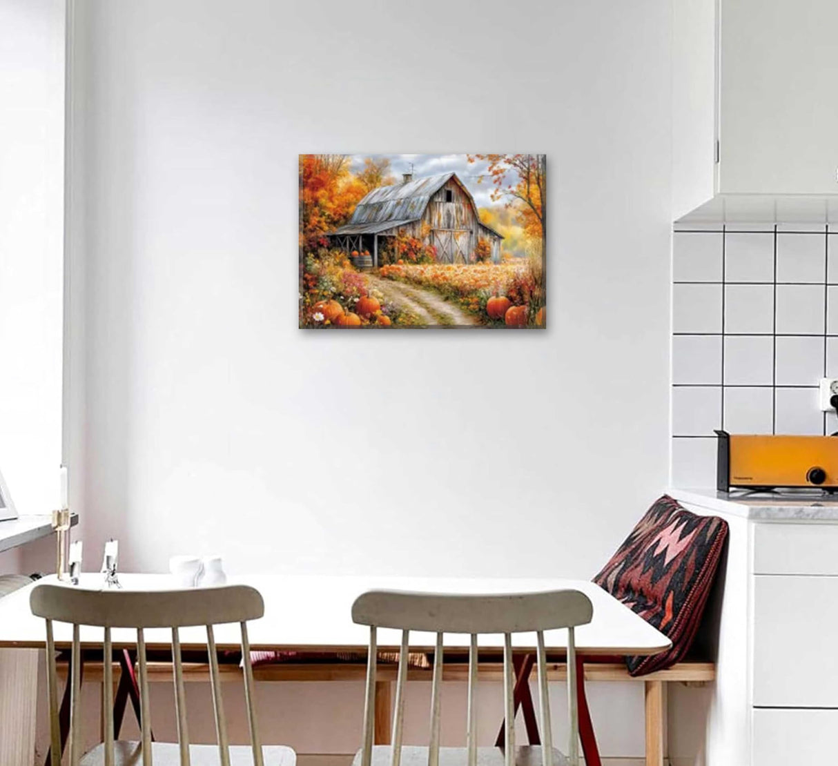 Autumn Barn Paint by Number Kit with Frame, 12x16inch Rustic Fall Harvest Scene DIY Painting for Adults and Kids, Art Craft Supplies Generic