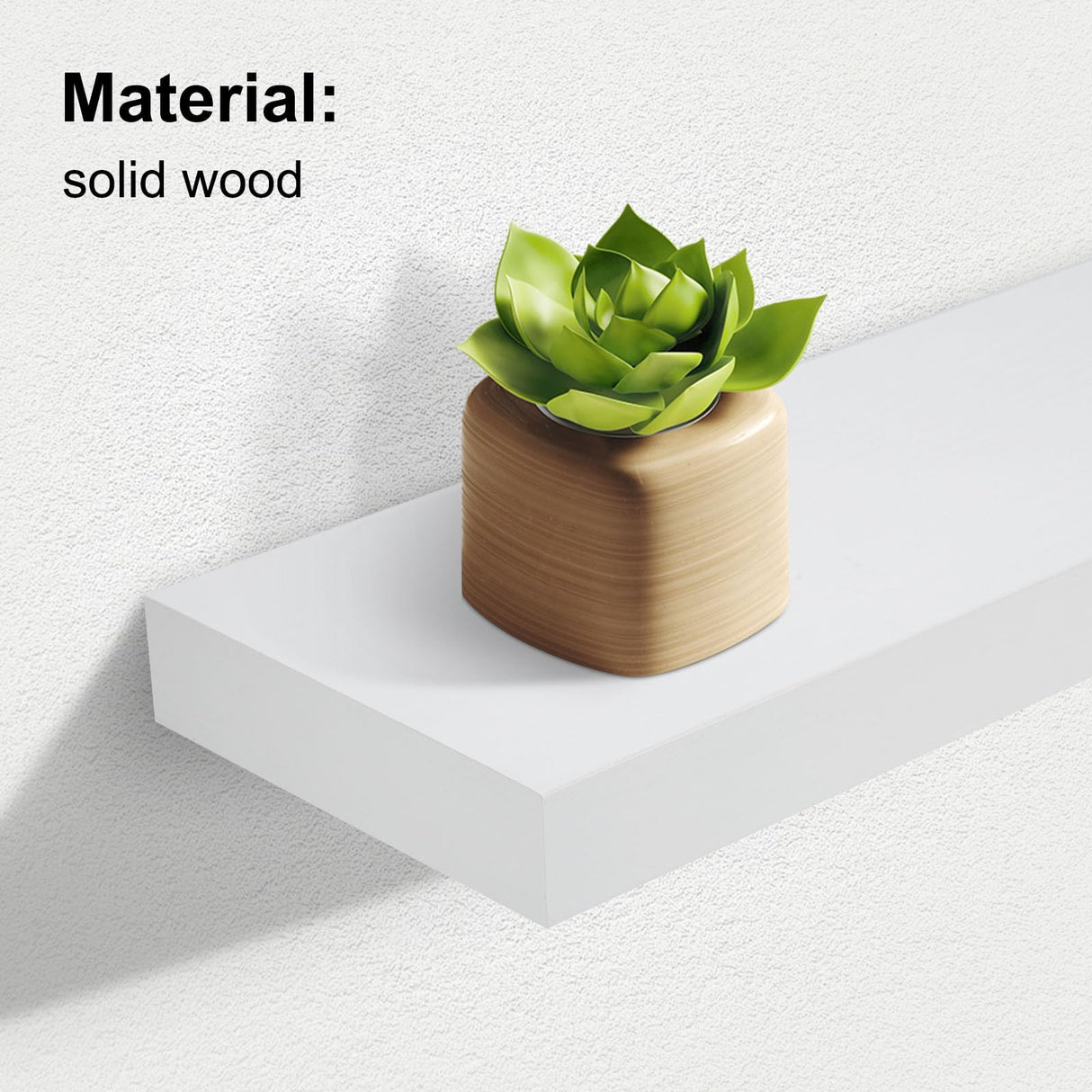 AZSKY Floating Shelves for Wall,White Wall Shelf Natural Wood 16 Inch Bathroom Shelves Over Toilet,Wall Mount Nursery Book Shelves with Invisible Brackets Set of 2 for Bedroom Living Room Kitchen AZSKY