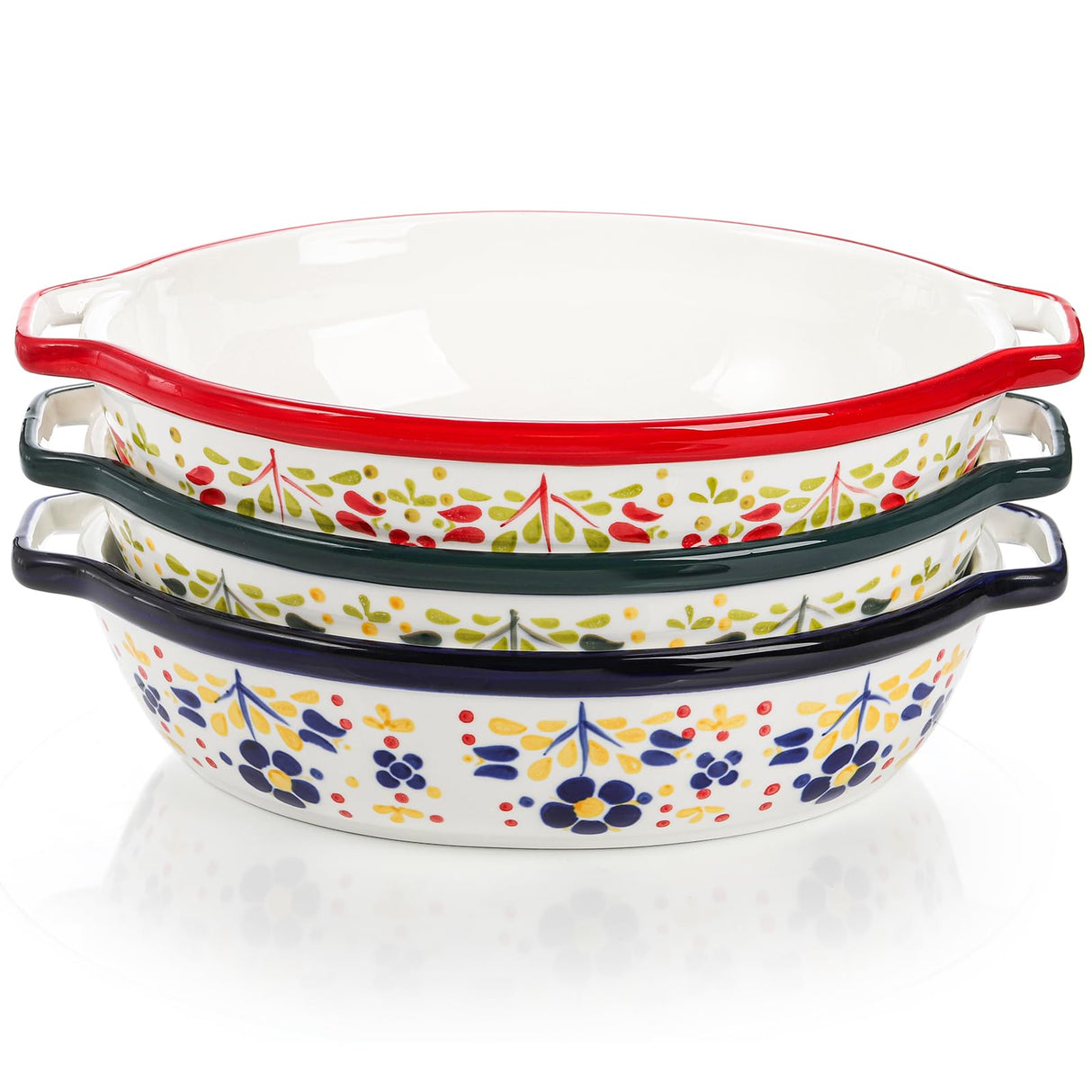 Peohud 3 Pack Ceramic Baking Dishes, 50 Oz Large Casserole Dish for Oven, Oval Au Gratin Pans, Porcelain Bakeware Set Lasagna Pans for Cooking, Cake Dinner, Kitchen, 10 x 7.9 x 2.6 Inches Peohud