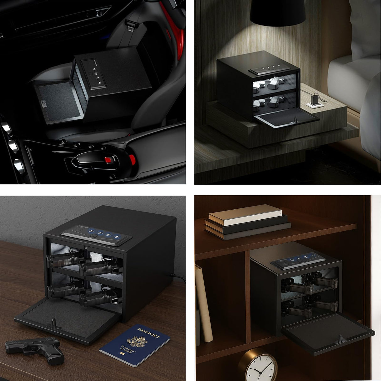 XDeer Biometric Pistol Safe (FCC & California DOJ Certified) - Quick Access Handgun Safe with Fingerprint & Digital Keypad, APP Bluetooth Secure Home Gun Safe for up to 4 Pistols (No Cleaning Kit) XDeer