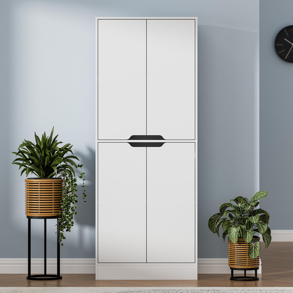 Housoul 71" Tall Freestanding Pantry Cabinet, 4 Doors with Adjustable Shelves, Larder & Kitchen Hutch Cabinet for Dining Room, White Housoul