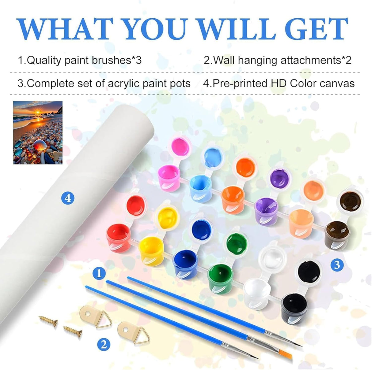 HITIRECOVI Beach Paint by Numbers Kit for Adults,Beach Canvas Paint by Numbers for Adults,DIY Oil Painting by Numbers for Gifts Home Wall Decor 16x20in HITIRECOVI