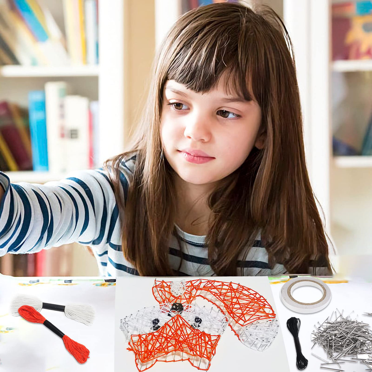 Boqin DIY String Art Kit - Cute Fox Craft With Patterns, Pushpins, Supplies for Kids 9-12 Girls - Unique Gift for Home Wall Decorations Boqin