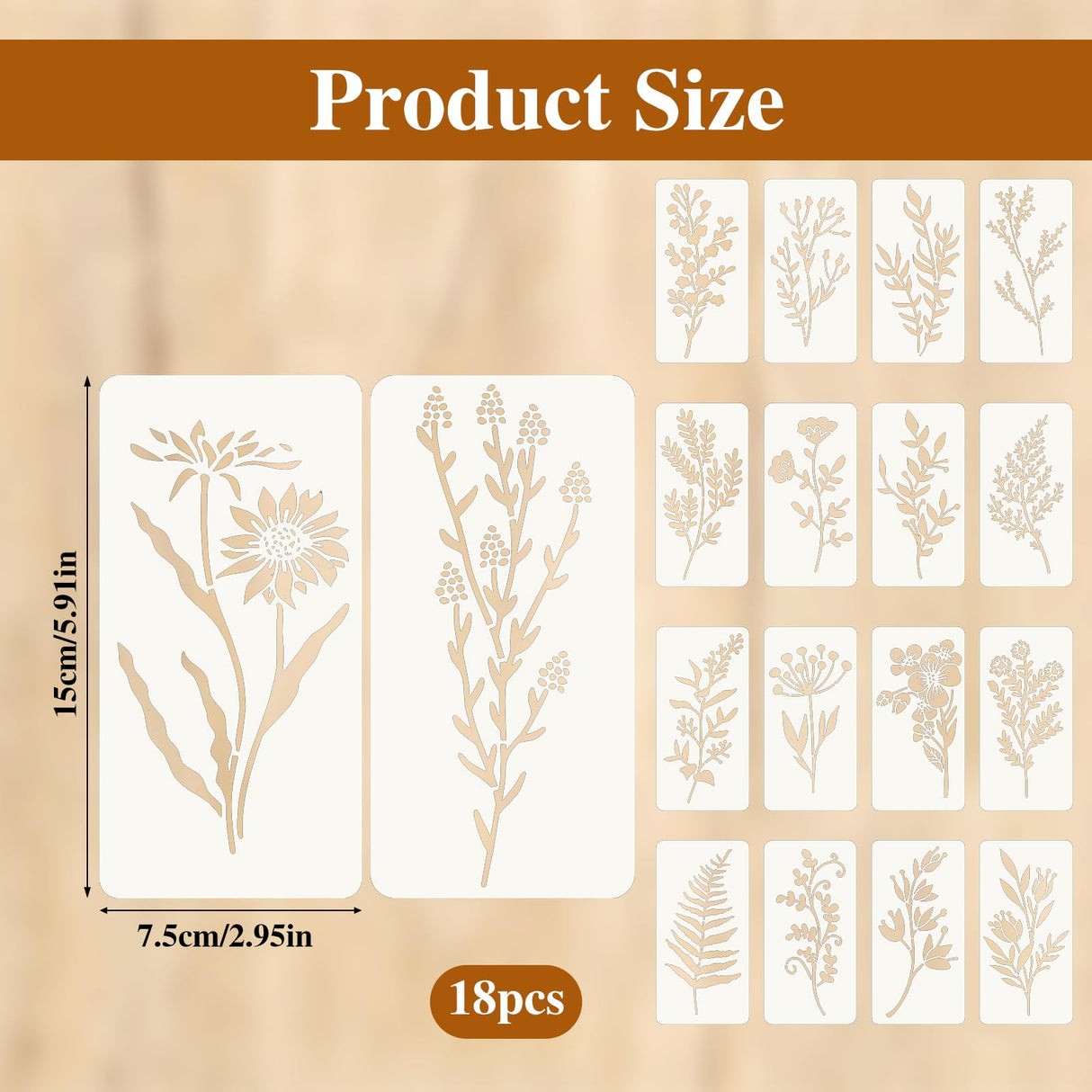 Stencils for Painting on Wood, Reusable Flower Stencils Painting Crafts Templates Drawing Stencil for Painting on Wood, Wall, Furniture(18) Jeffdad