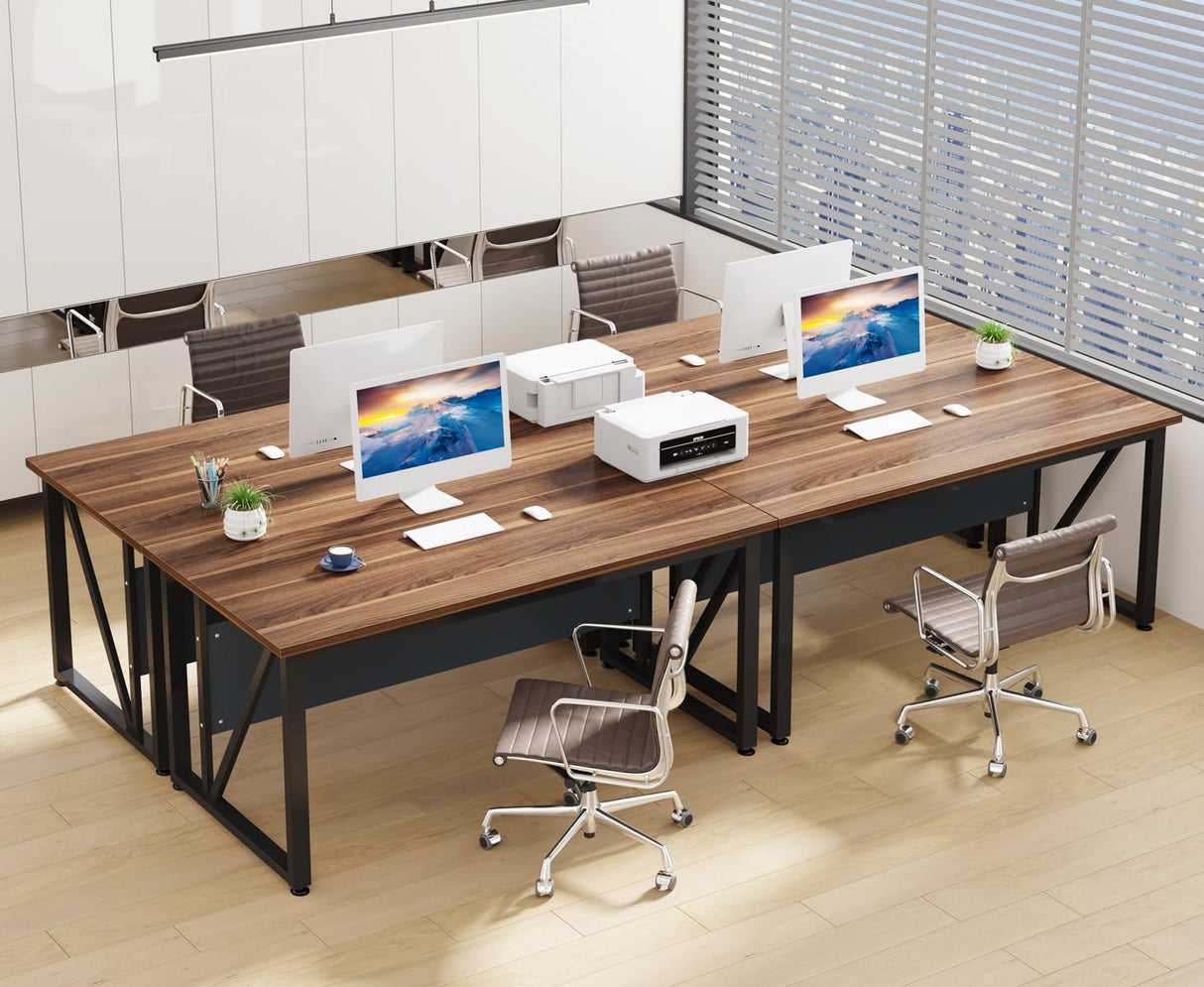 Tribesigns 55 inches Simple Computer Desk,Home Office Desk Writing Table for Workstation,Dark Walnut + Steel Leg, Cabinet not Included (Walnut, 55-inch) Tribesigns