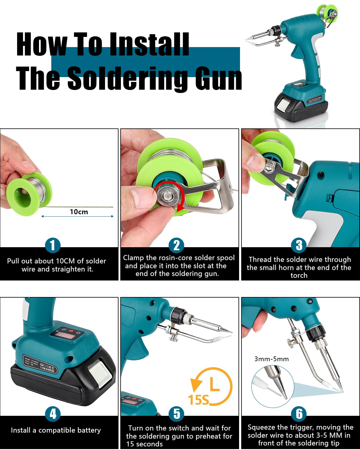 Cordless Soldering Iron Kit for Makita 18v LXT Battery,75W LED Digital Solder Iron Soldering Gun with 5pcs Tips,50g 0.04” Solder Wire for any Hobby Enthusiast (Battery not included) Taingwei