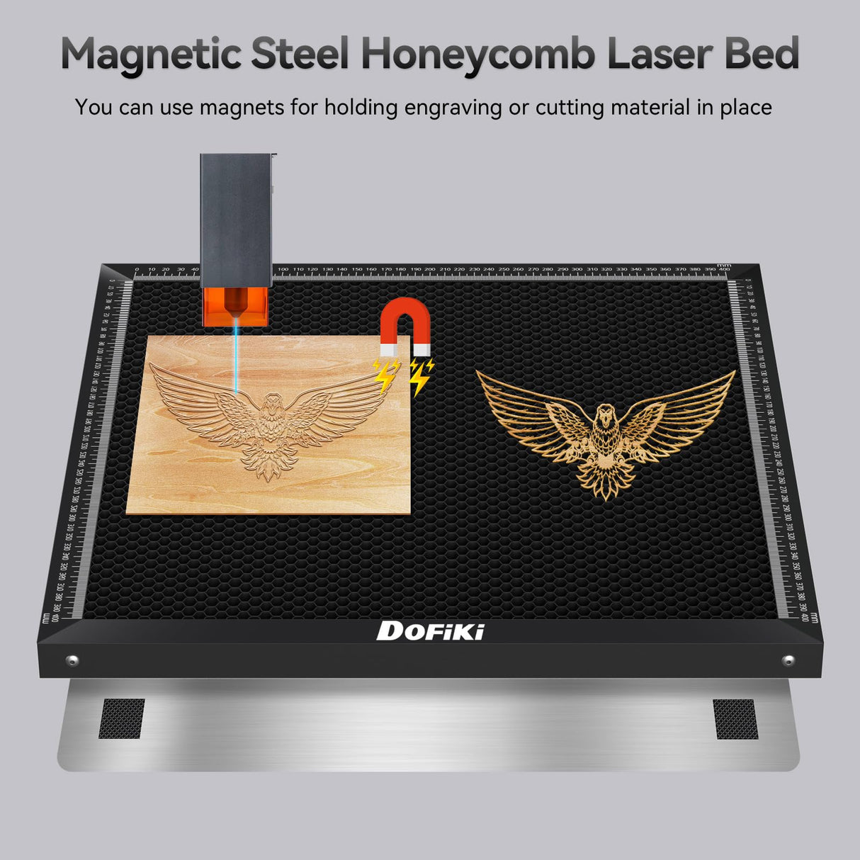 Dofiki Steel Honeycomb Laser Bed 400 x 400mm Honeycomb for A5 Pro, Master 2, RAY5, LE400PRO, Z1, B1, B2, L1, L2 and Most Laser Engraver Cutter, 15.7" x 15.7" (0 0) Origin Top Left Dofiki