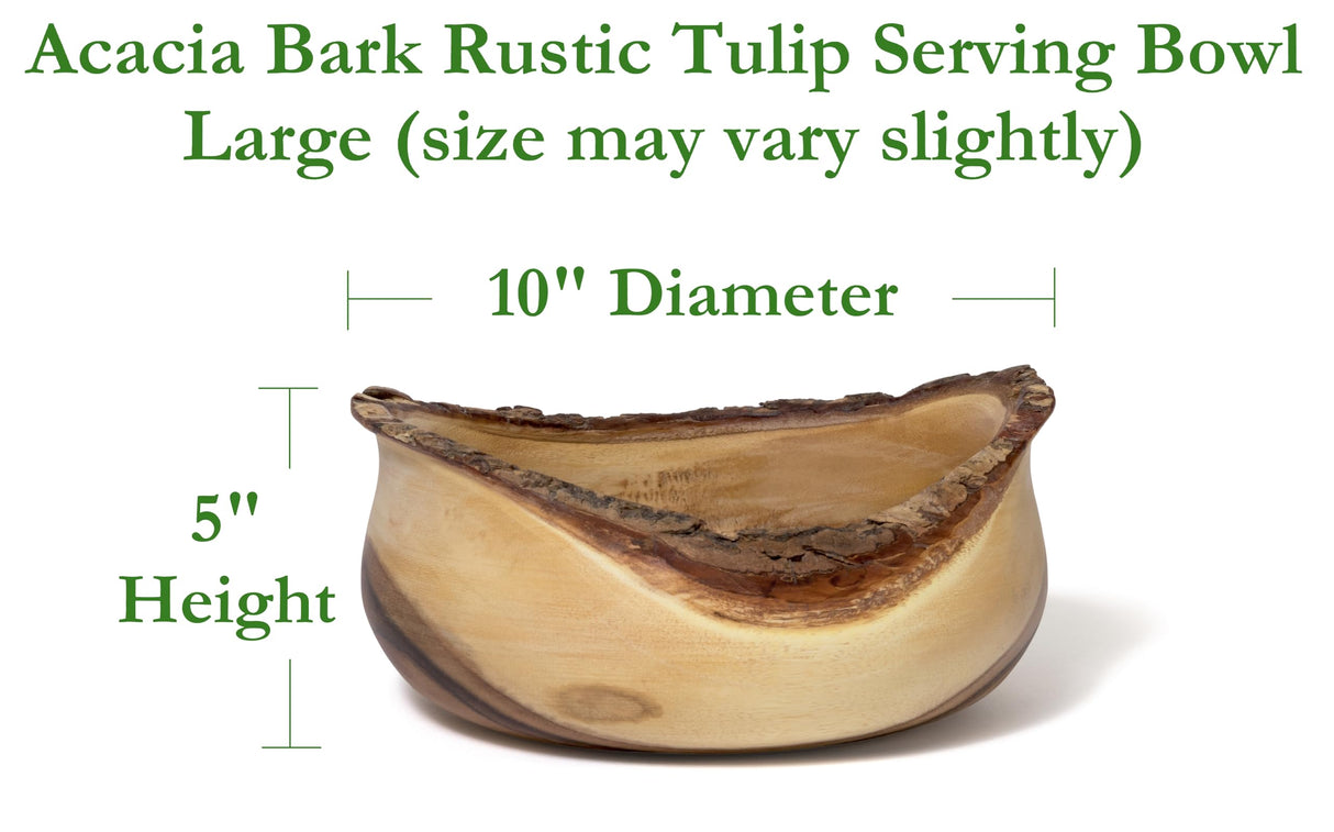 Lipper International 1094 Acacia Rustic Tulip Serving Bowl, Medium Lipper International