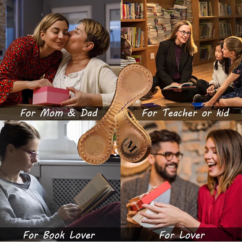 Personalized Magnetic Leather Bookmark, 26 Letters Bookmark Customized Initial Bookmarks Multi Functional Bookmark Cute Bookmark Meaningful Gift for Wonmen Teachers, Book Lovers (J, Red) BYLIDRIM