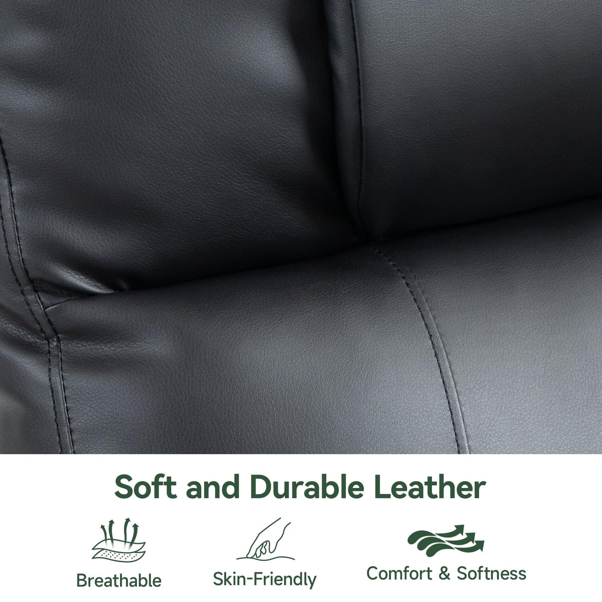 Power Lift Recliner Chair for Elderly with Heat & Massage, 160° Electric Adjustable PU Leather Recliner with Remote Control, Stand Assist, Cup Holders & Side Pockets for Living Room (Black) Vogue Furniture Direct